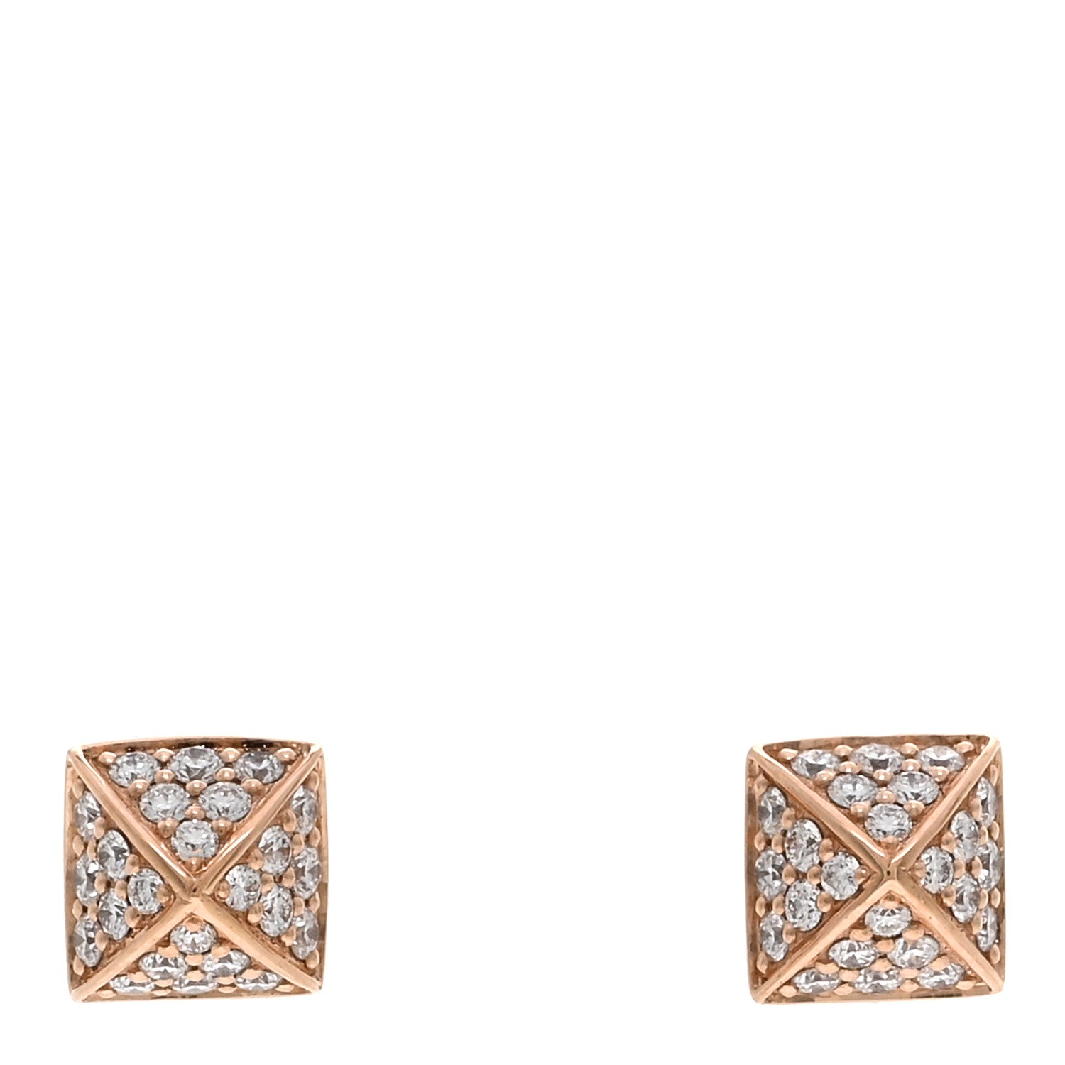 Hermes 18K Rose Gold Diamond Clou d'H Stud Earrings 1 of 5