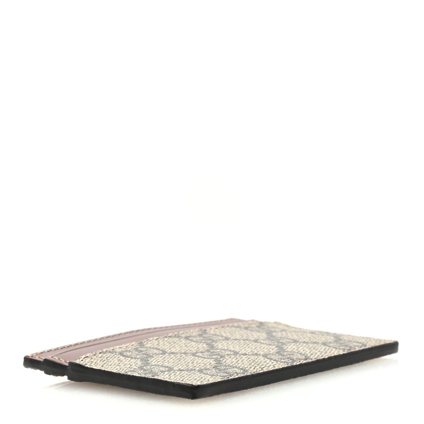 GG Supreme Monogram Calfskin Card Holder Beige Ebony Cuir
