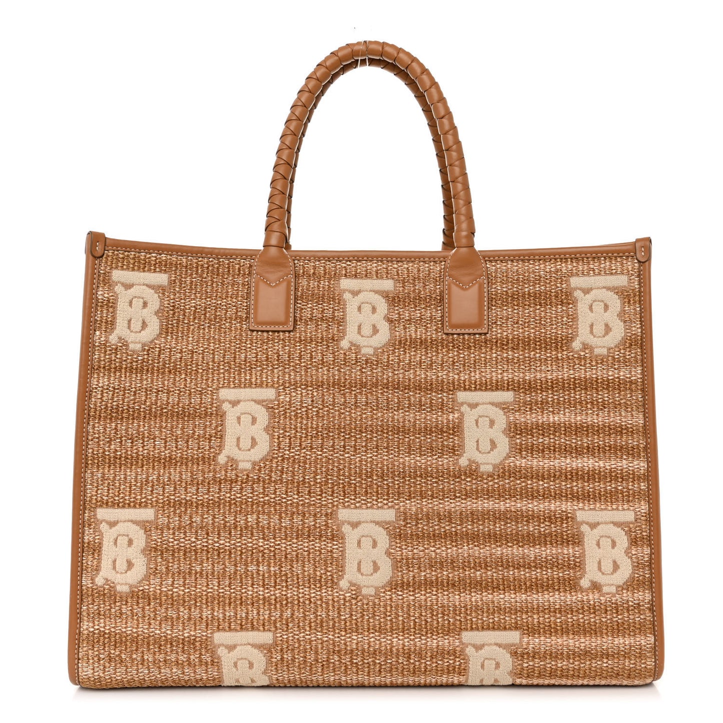 Raffia Calfskin Large Freya Tote Natural