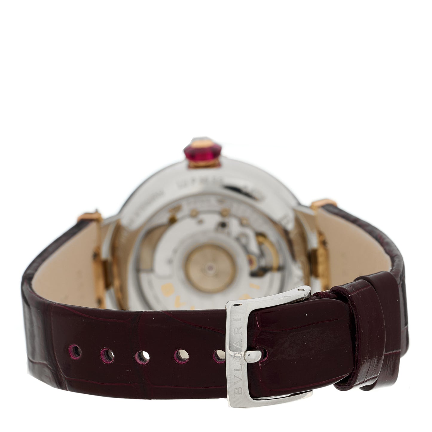 Stainless Steel 18K Rose Gold Alligator Diamond 36mm LVCEA Automatic Watch Burgundy