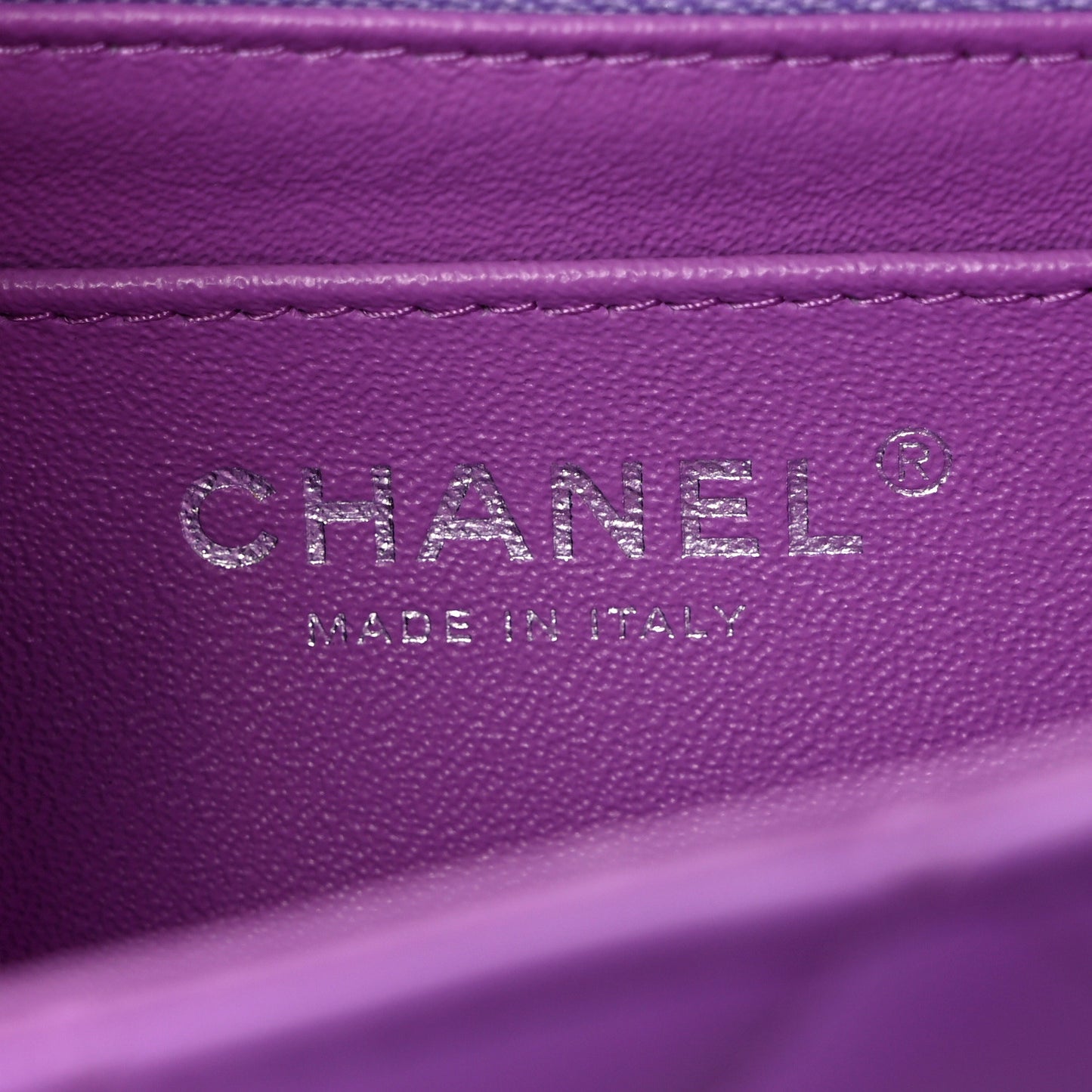 Lambskin Quilted Mini Rectangular Flap Purple