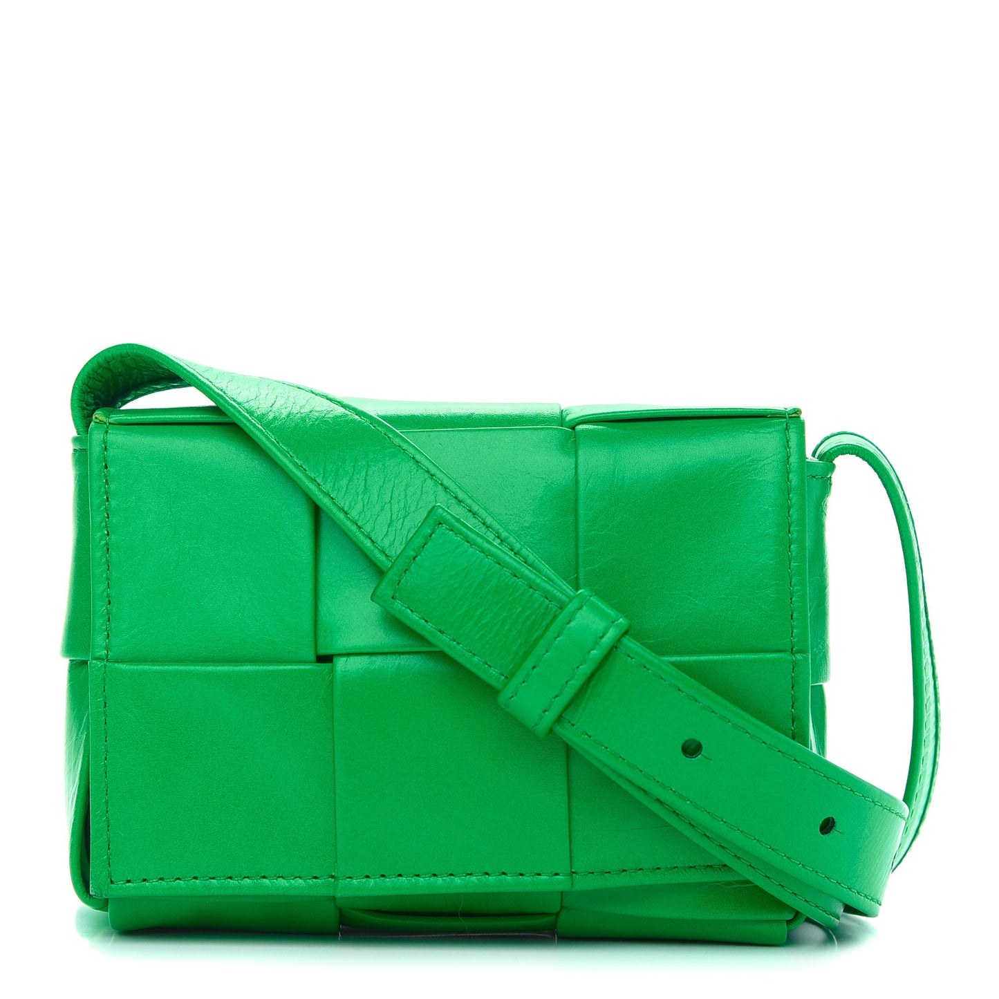 Paper Calfskin Maxi Intreccio Extra Mini Cassette Crossbody Bag Grass