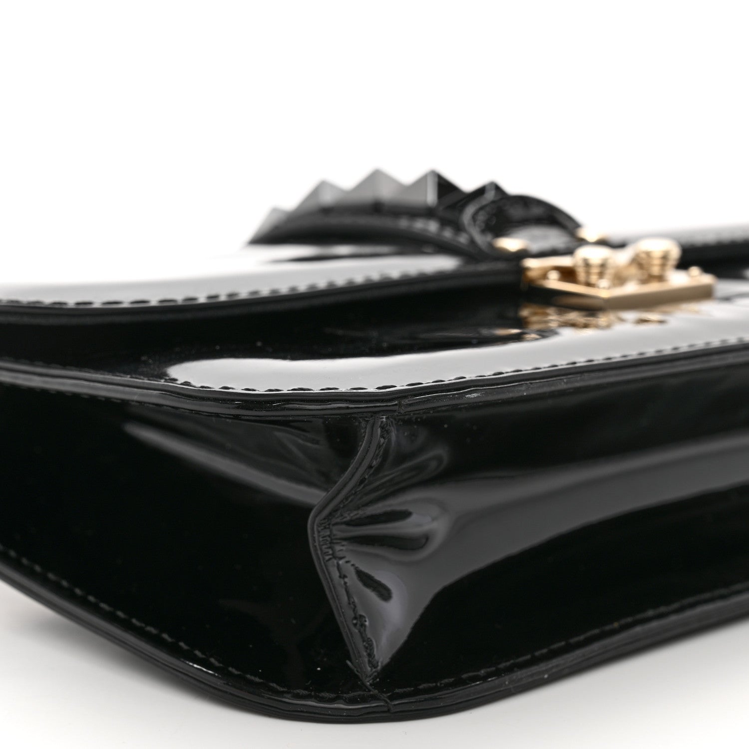 Valentino Garavani Patent Monochrome Medium Glam Lock Rockstud Flap Black 8 of 11