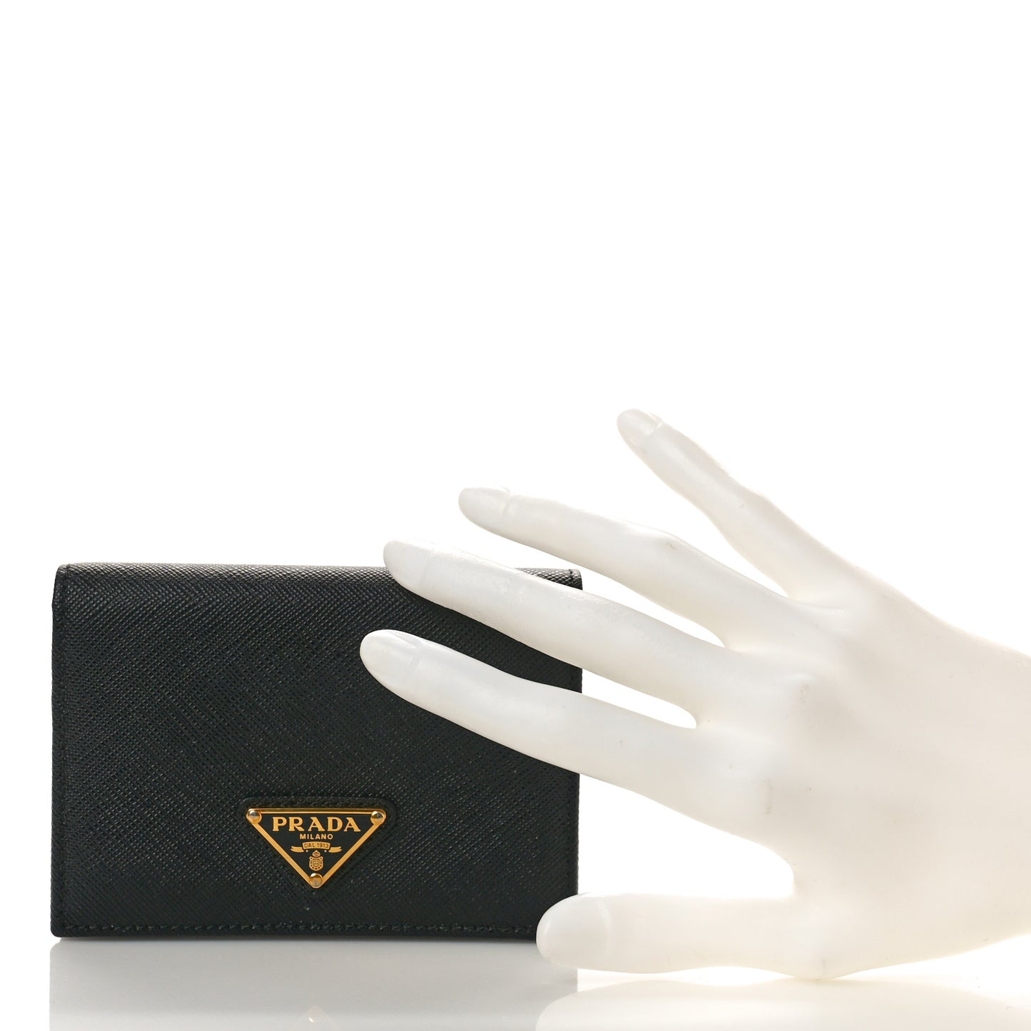 Saffiano Triangle Bi-Fold Wallet Black