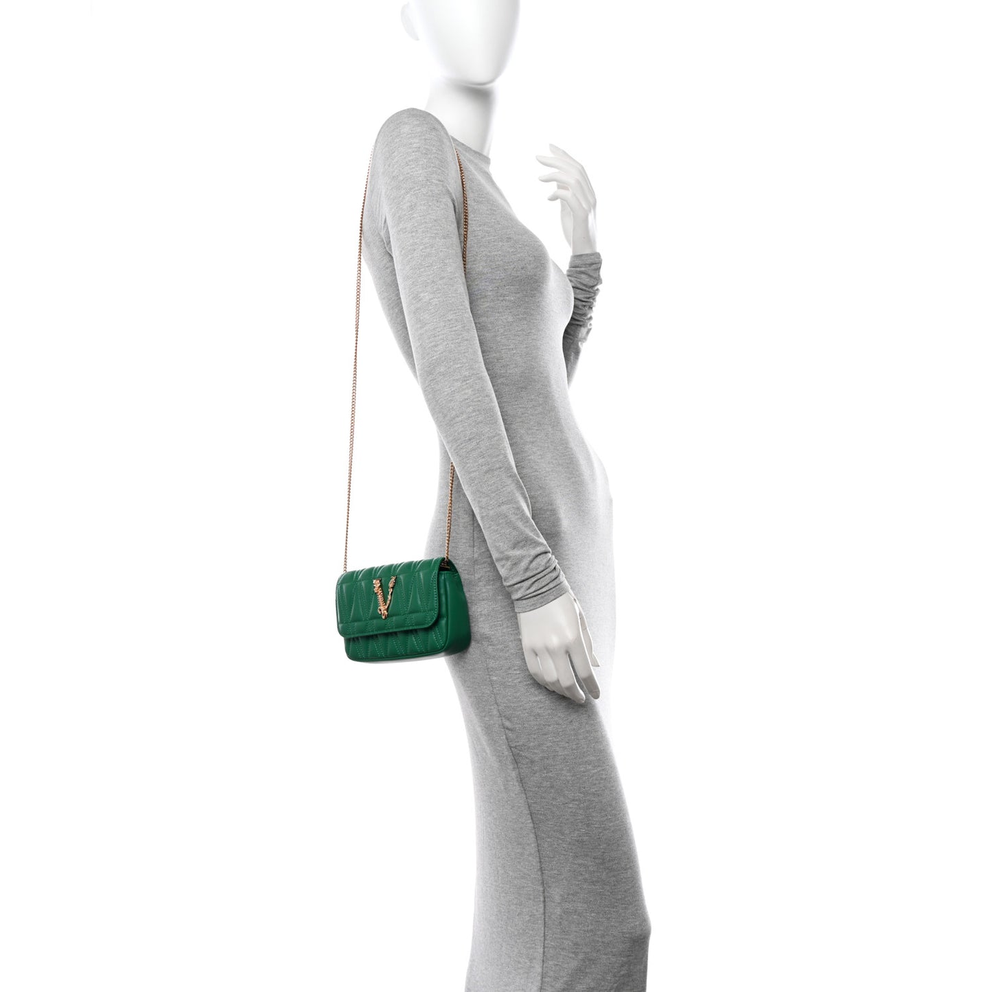 Nappa Quilted Virtus Evening Bag Green