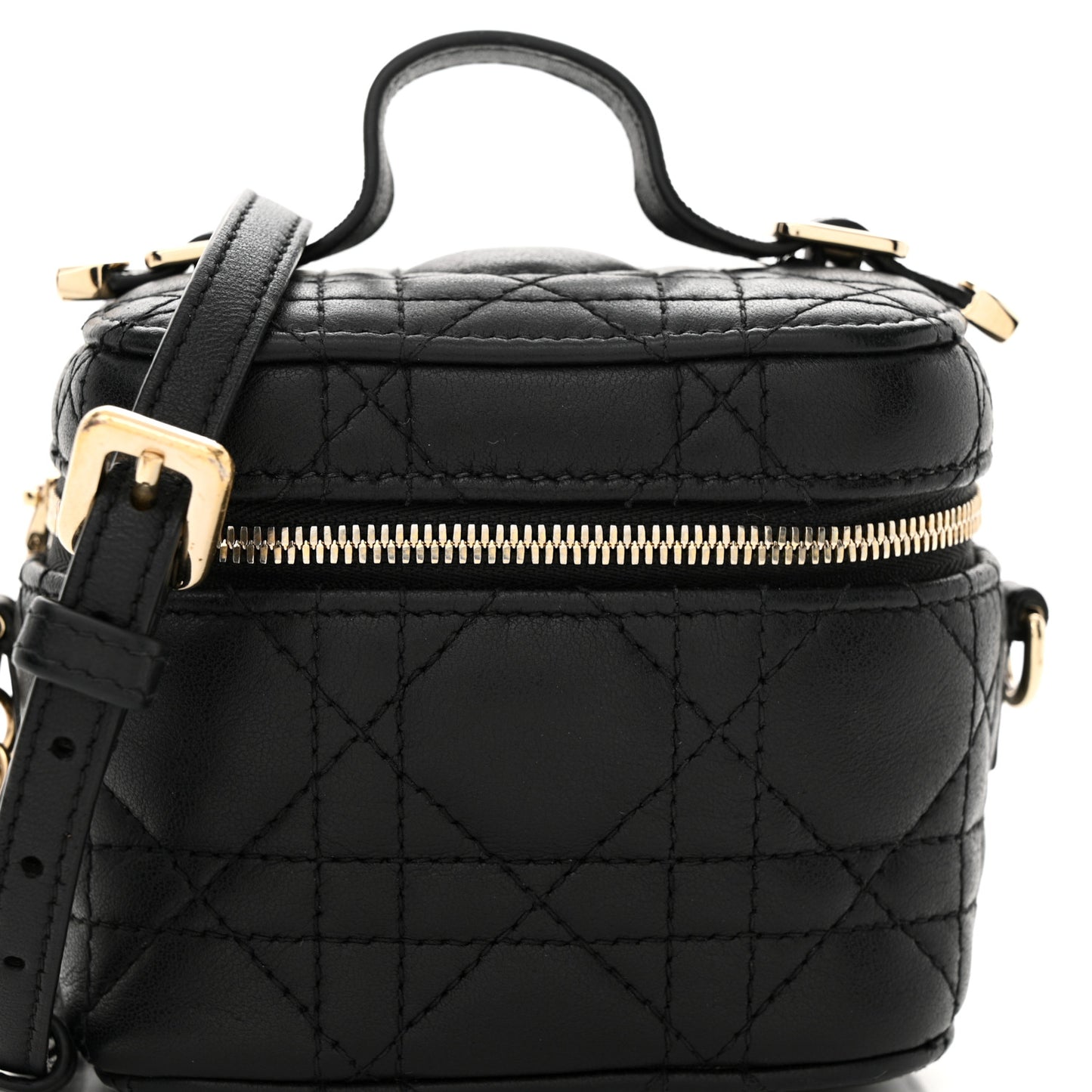 Lambskin Cannage Micro Lady Dior Vanity Case Black