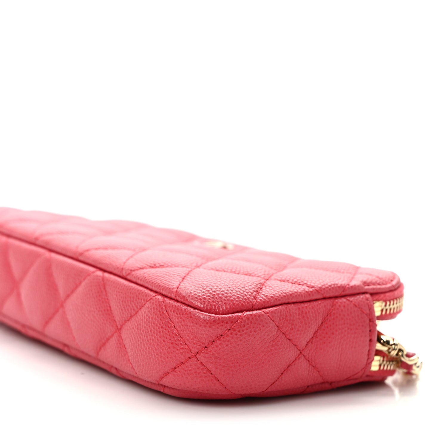 Caviar Quilted Small Clutch With Chain Pink