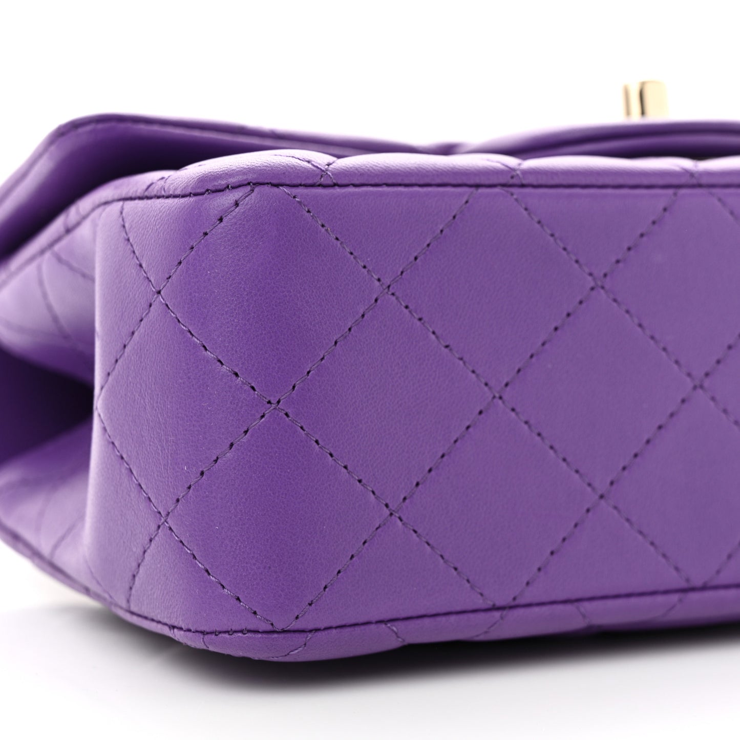 Lambskin Quilted Mini Top Handle Rectangular Flap Dark Purple