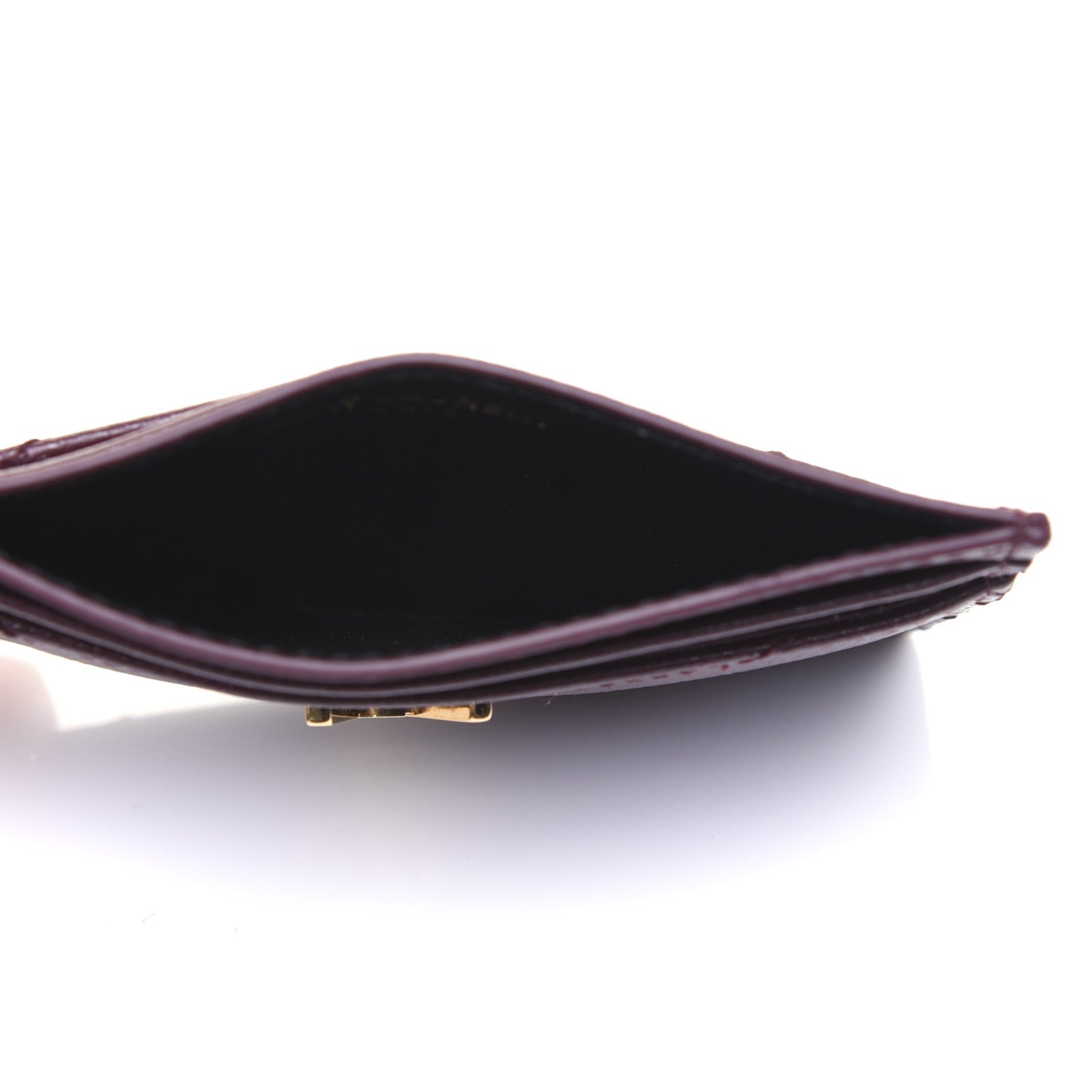 Saint Laurent Grain De Poudre Matelasse Chevron Monogram Credit Card Case Palissandre 5 of 9