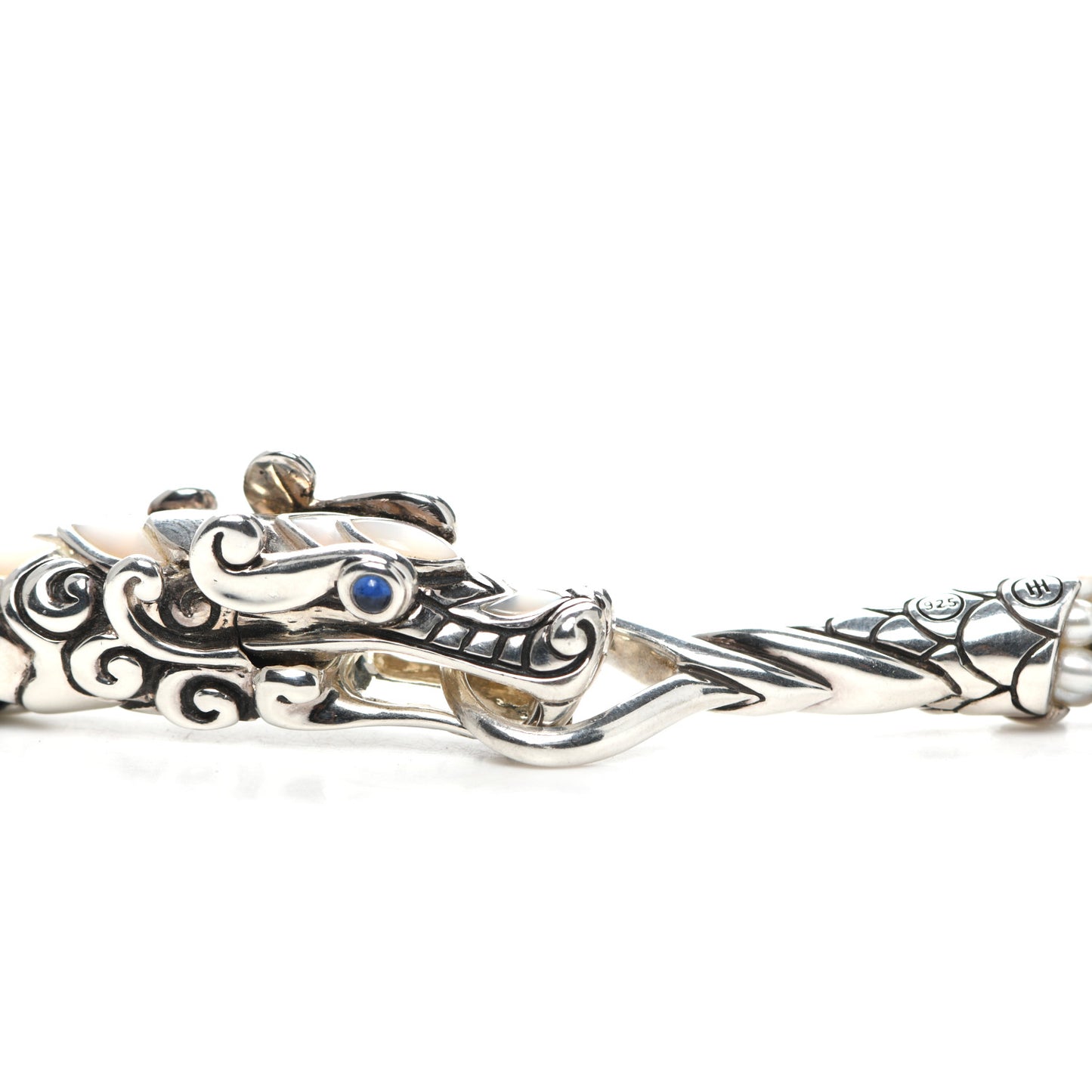 Sterling Silver Mother of Pearl Hematite Blue Sapphire Legends Naga Multi Strand Necklace