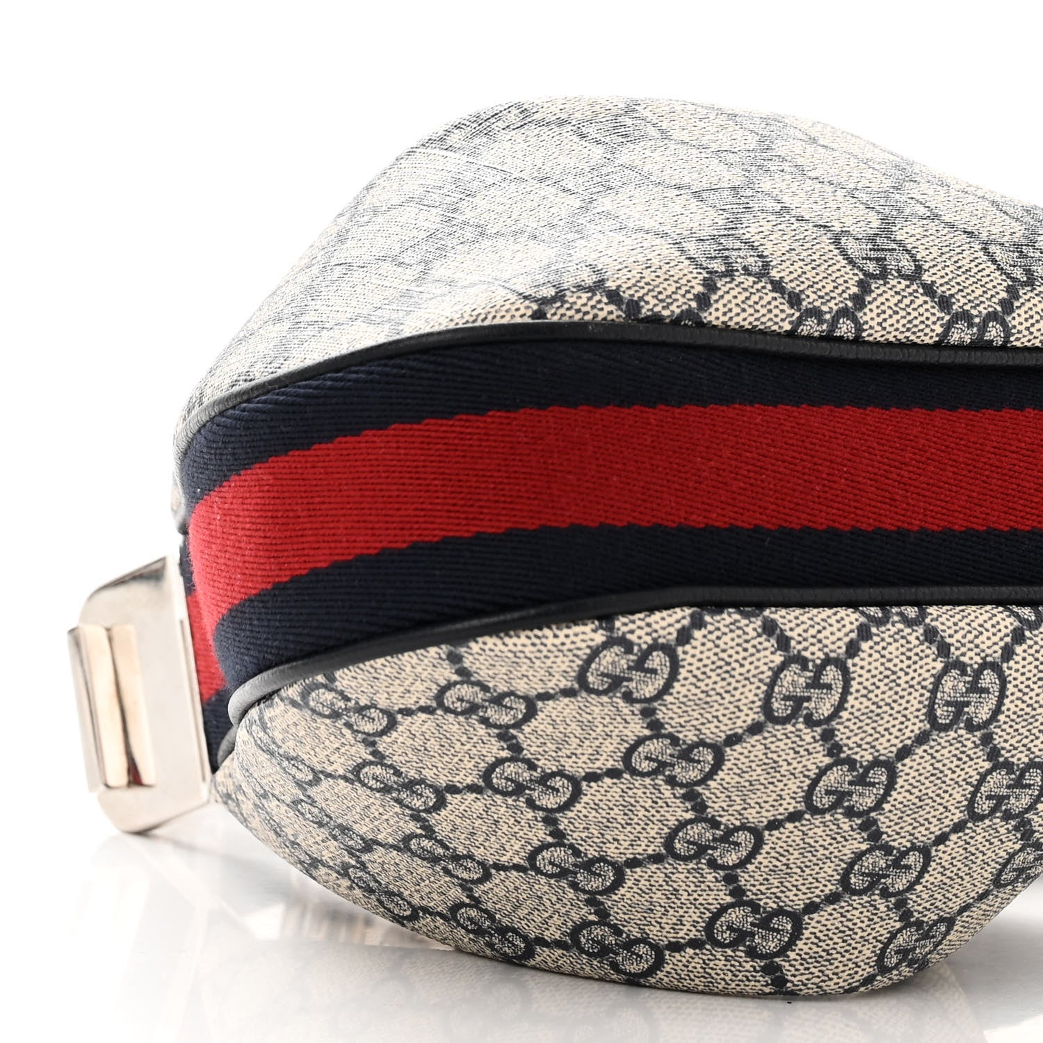 Gucci GG Supreme Monogram Textured Calfskin Web Small Attache Shoulder Bag Beige Blue 8 of 9