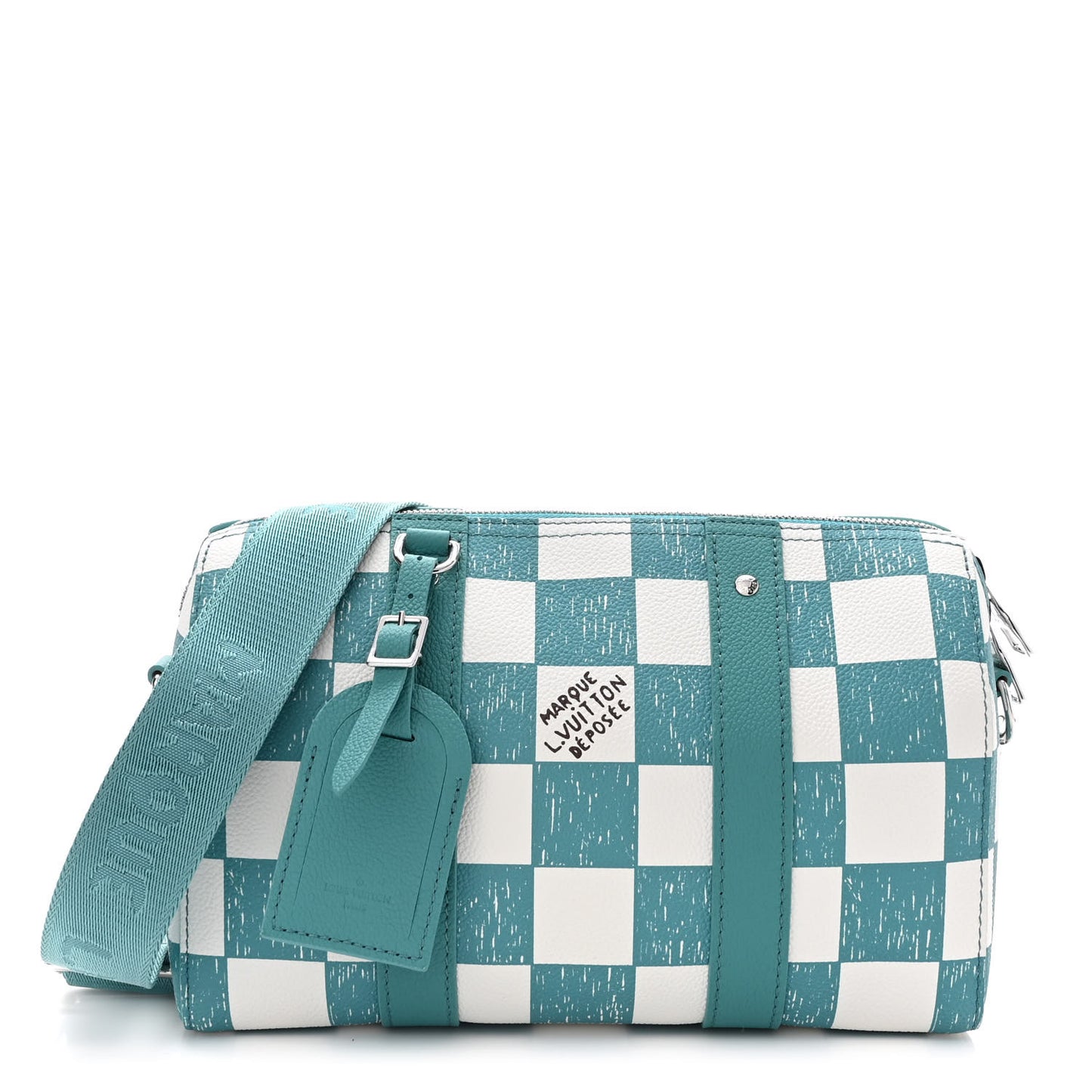 Calfskin Damier City Keepall Teal