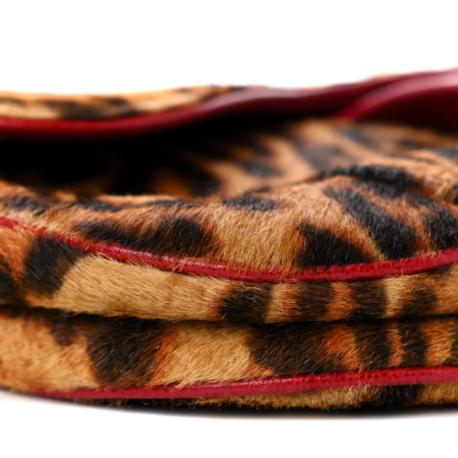 Christian Dior Pony Hair Leopard Saddle Bag Red 8 of 13