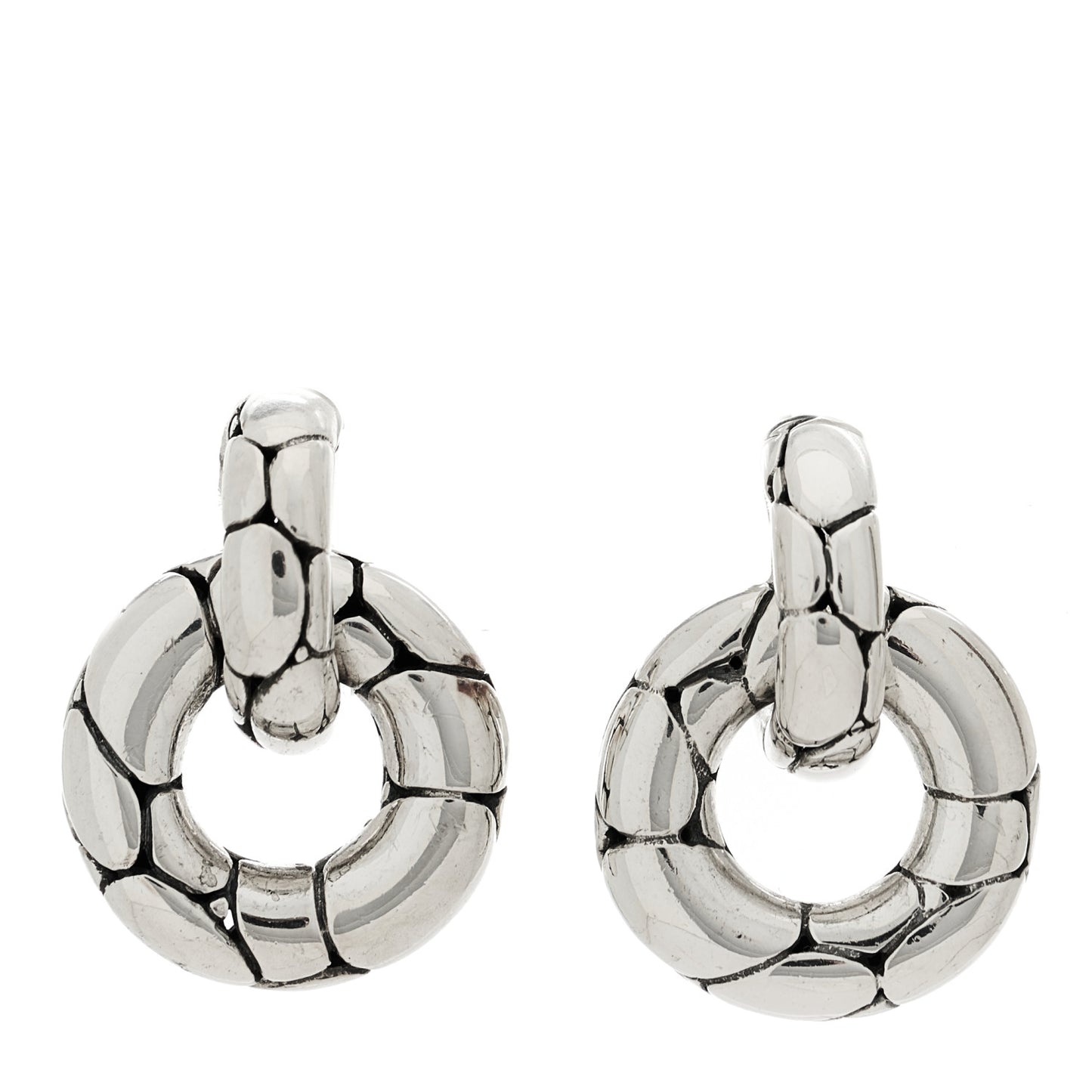 Sterling Silver Small Kali Pebble Hoop Drop Earrings