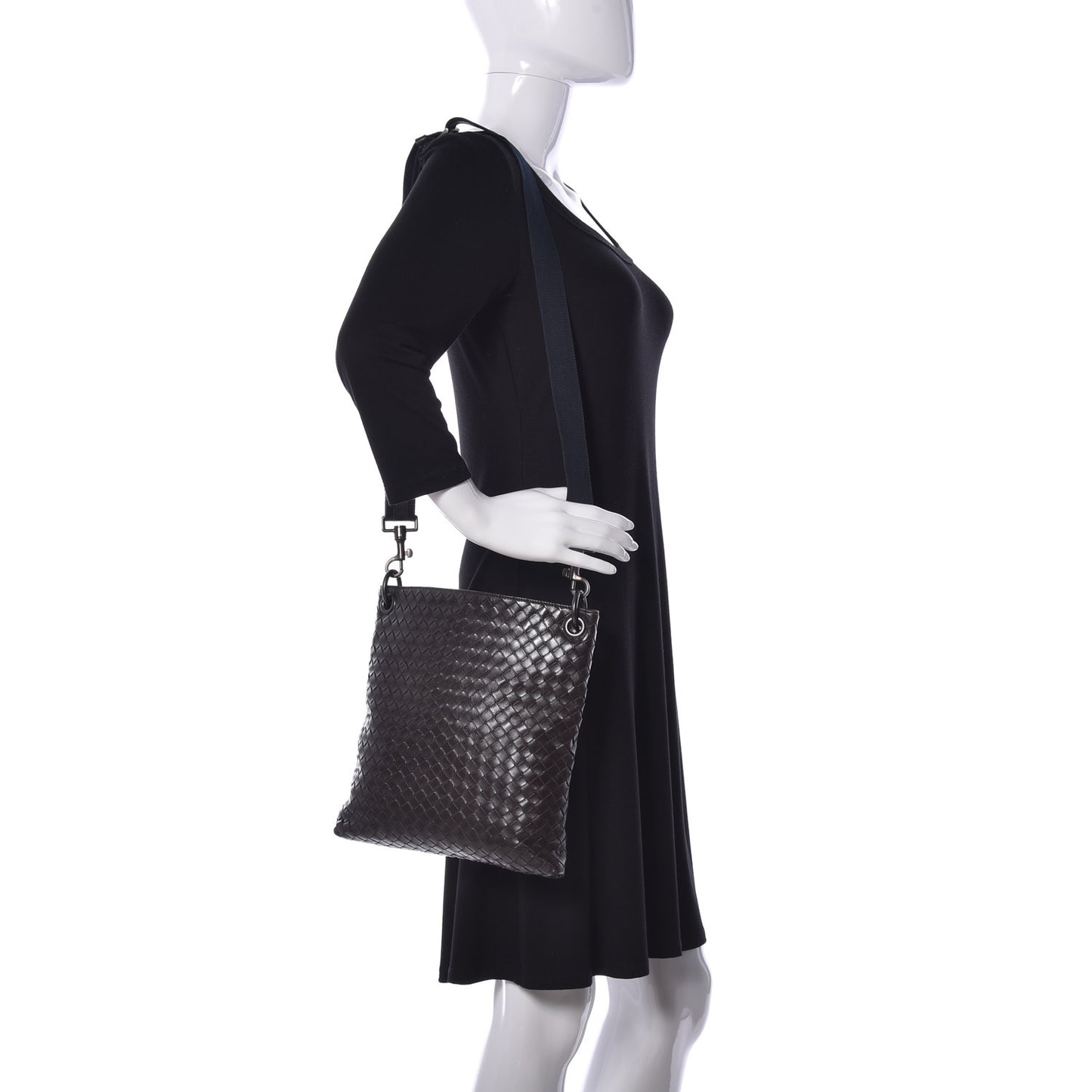 Nappa Intrecciato VN Crossbody Messenger Bag Ebano