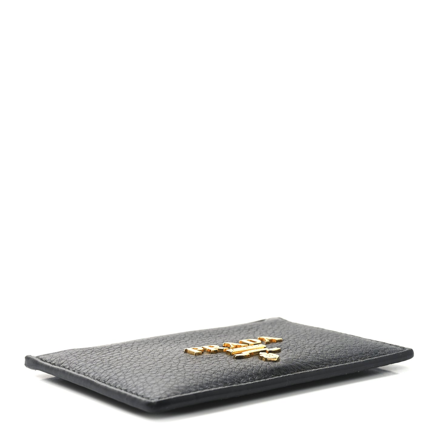 Vitello Grain Metal Card Holder Black