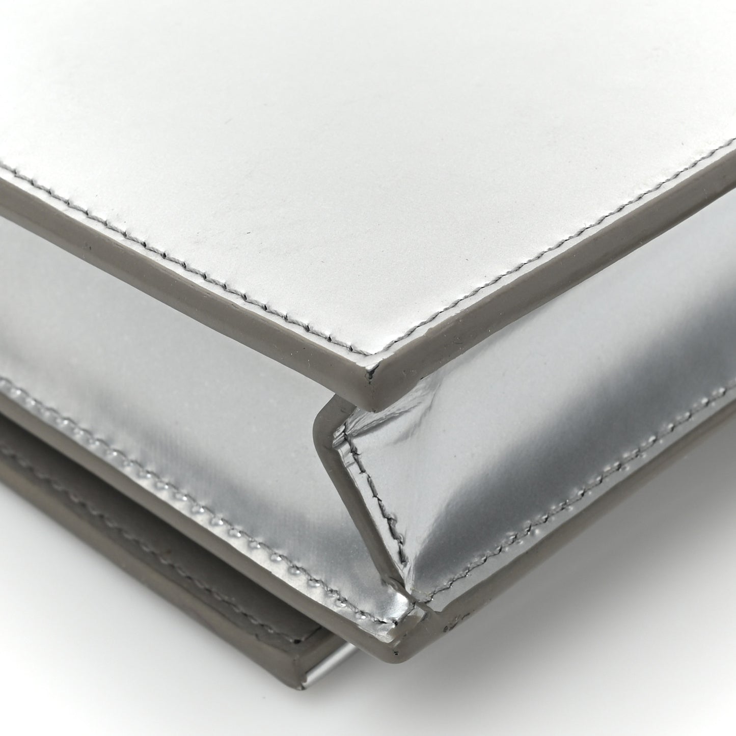 Metallic Calfskin Kate Monogram Tassel Chain Wallet Silver