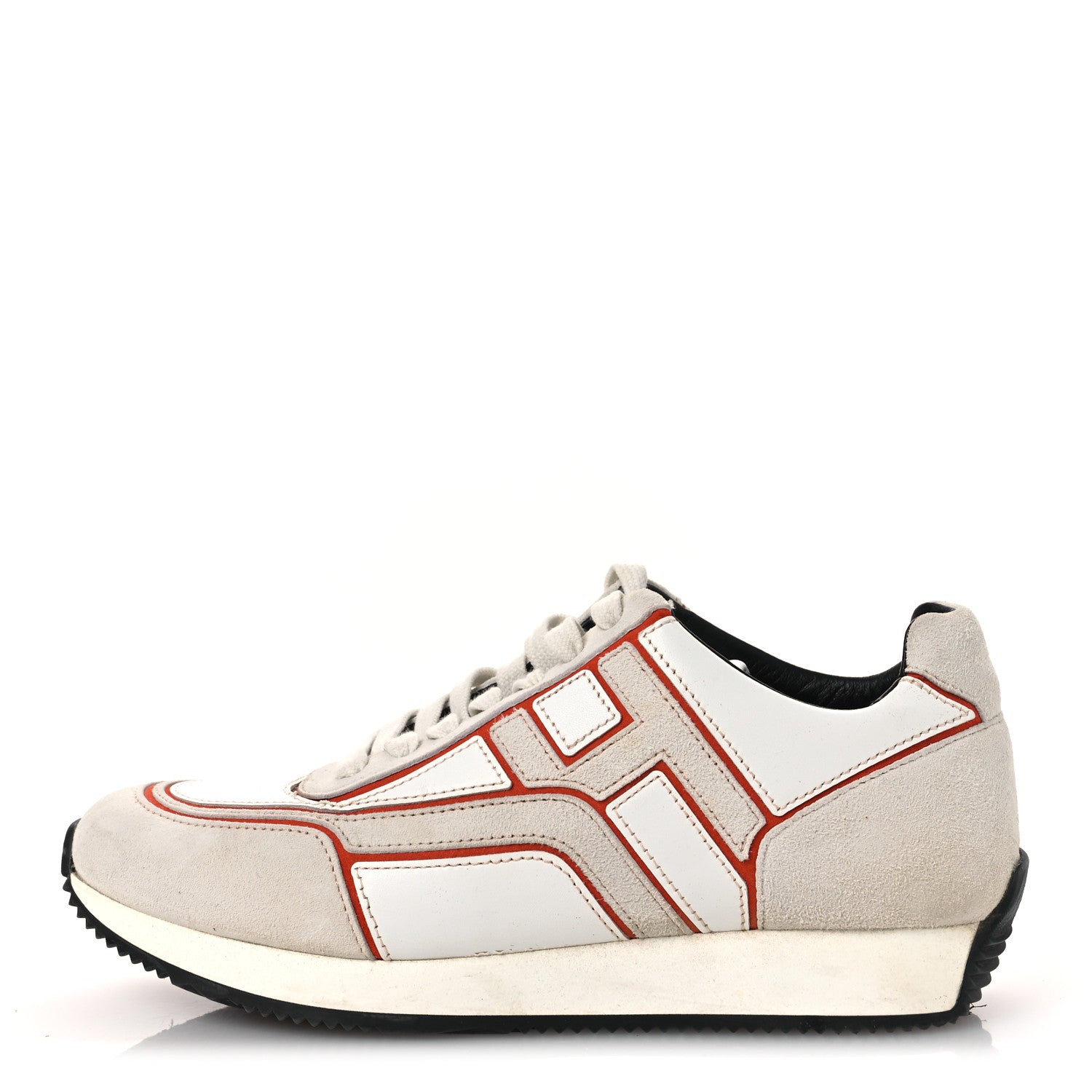 Hermes Calfskin Suede Goatskin Womens Chris Sneakers 36 White