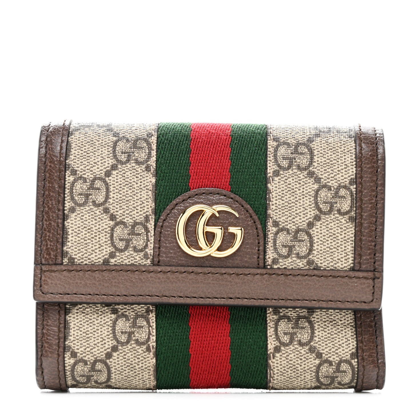GG Supreme Monogram Web Ophidia Compact Wallet Beige New Acero