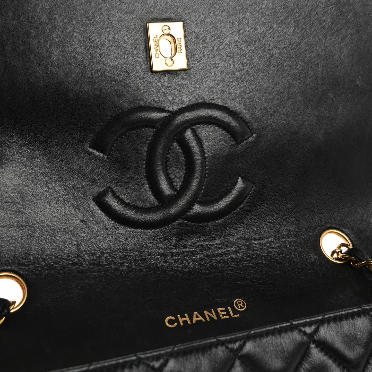 Lambskin Quilted Medium Single Flap Black