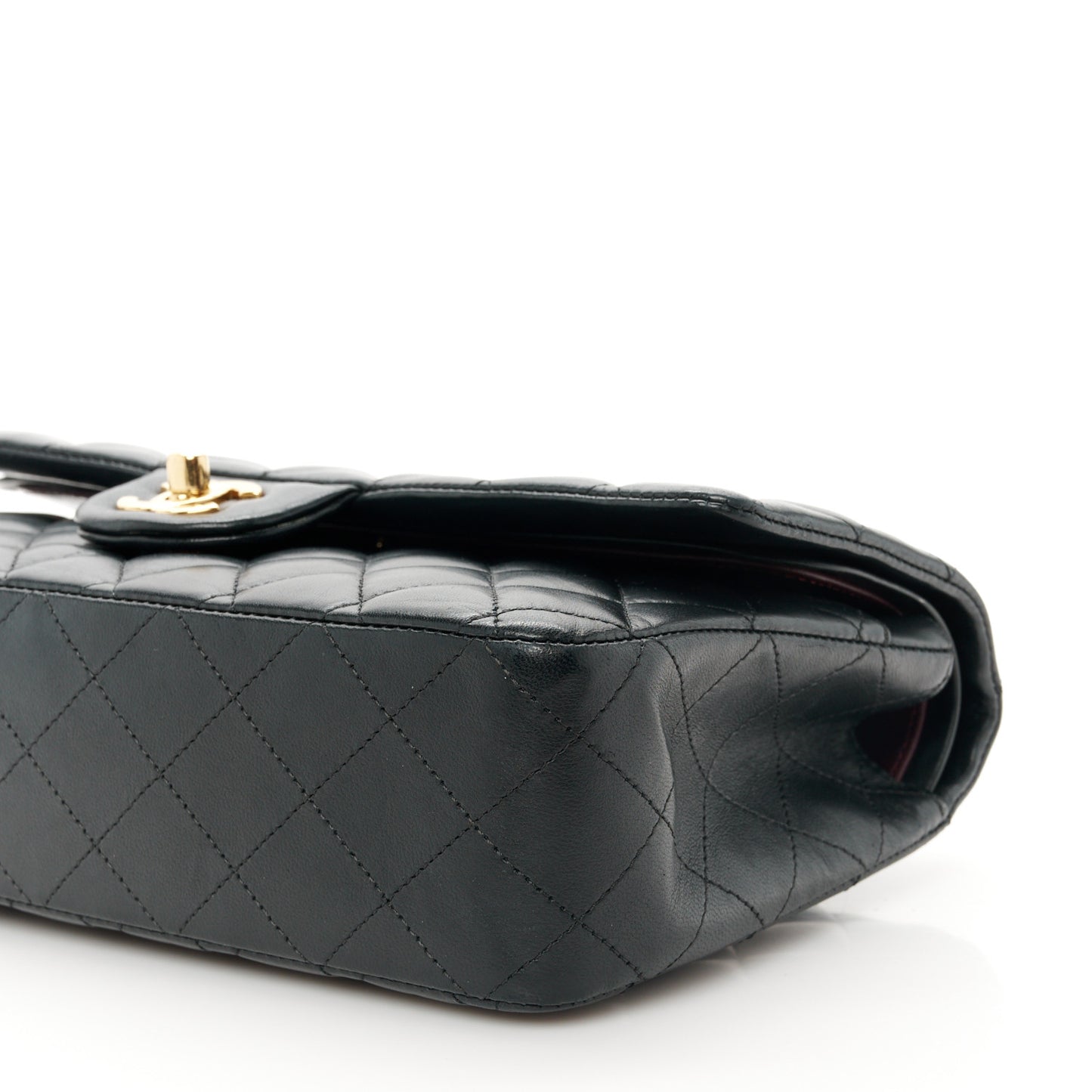 Lambskin Quilted Medium Double Flap Black