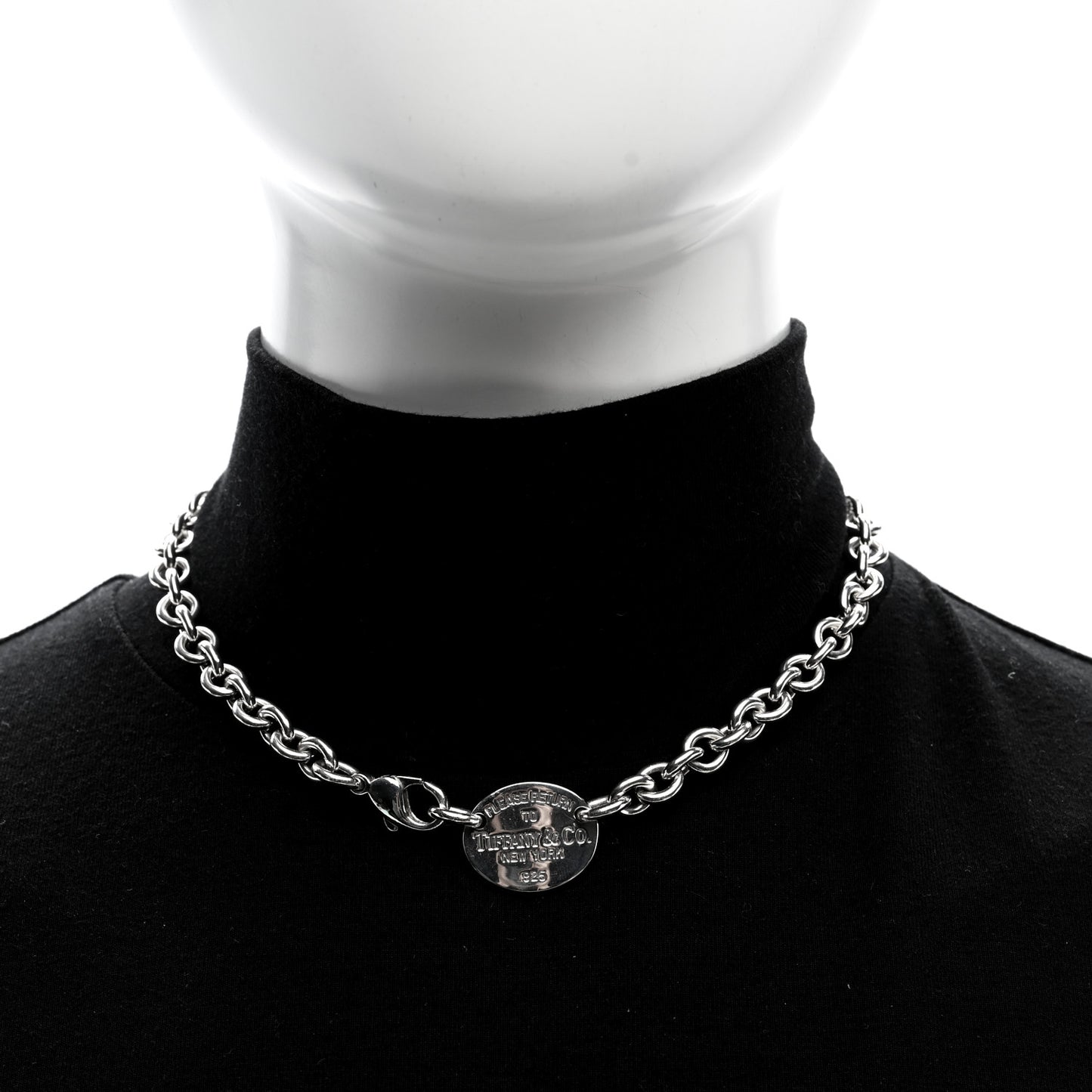 Sterling Silver Return to Tiffany Oval Tag Choker Necklace