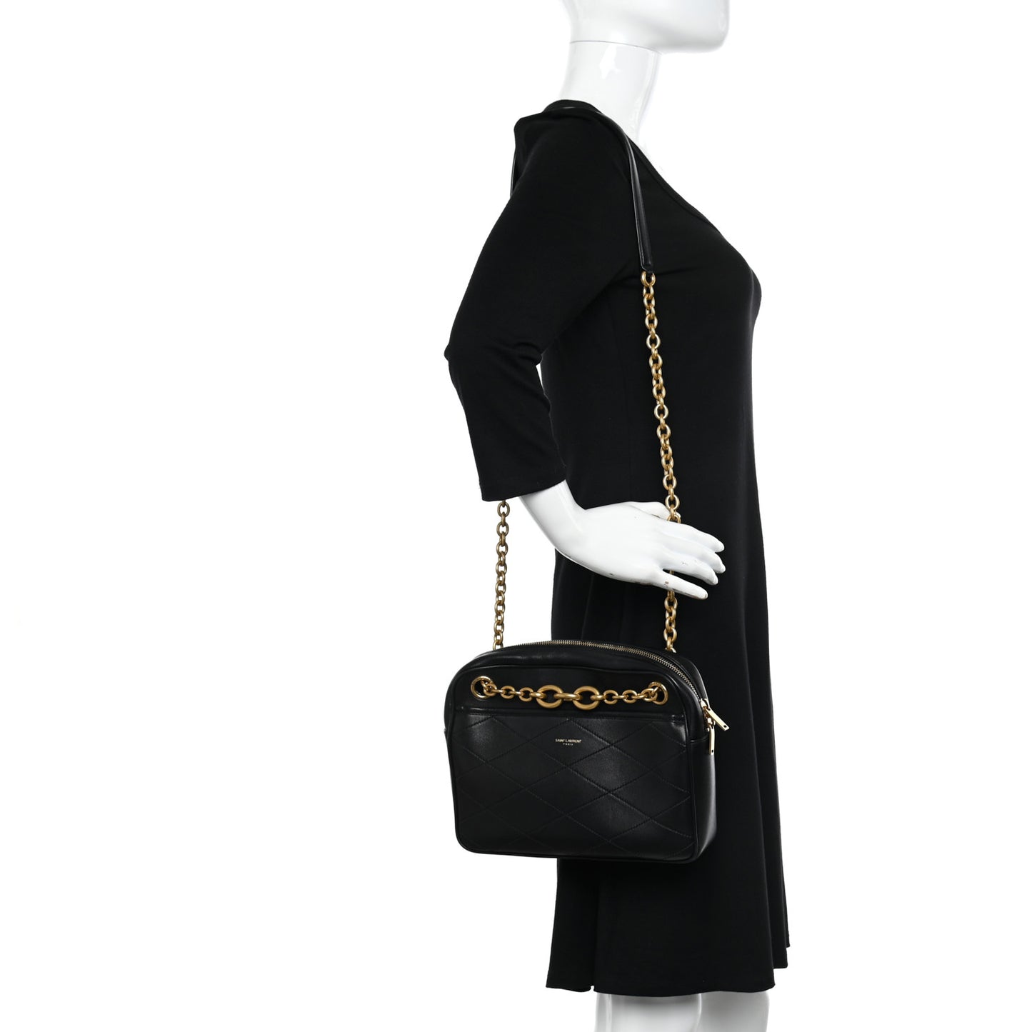 Lambskin Quilted Le Maillon Chain Strap Crossbody Black