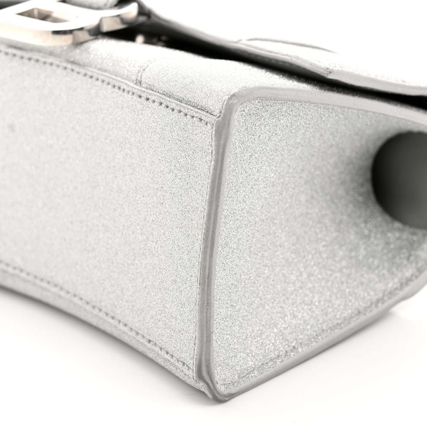 Glitter Fabric Hourglass Top Handle Bag XS Grey