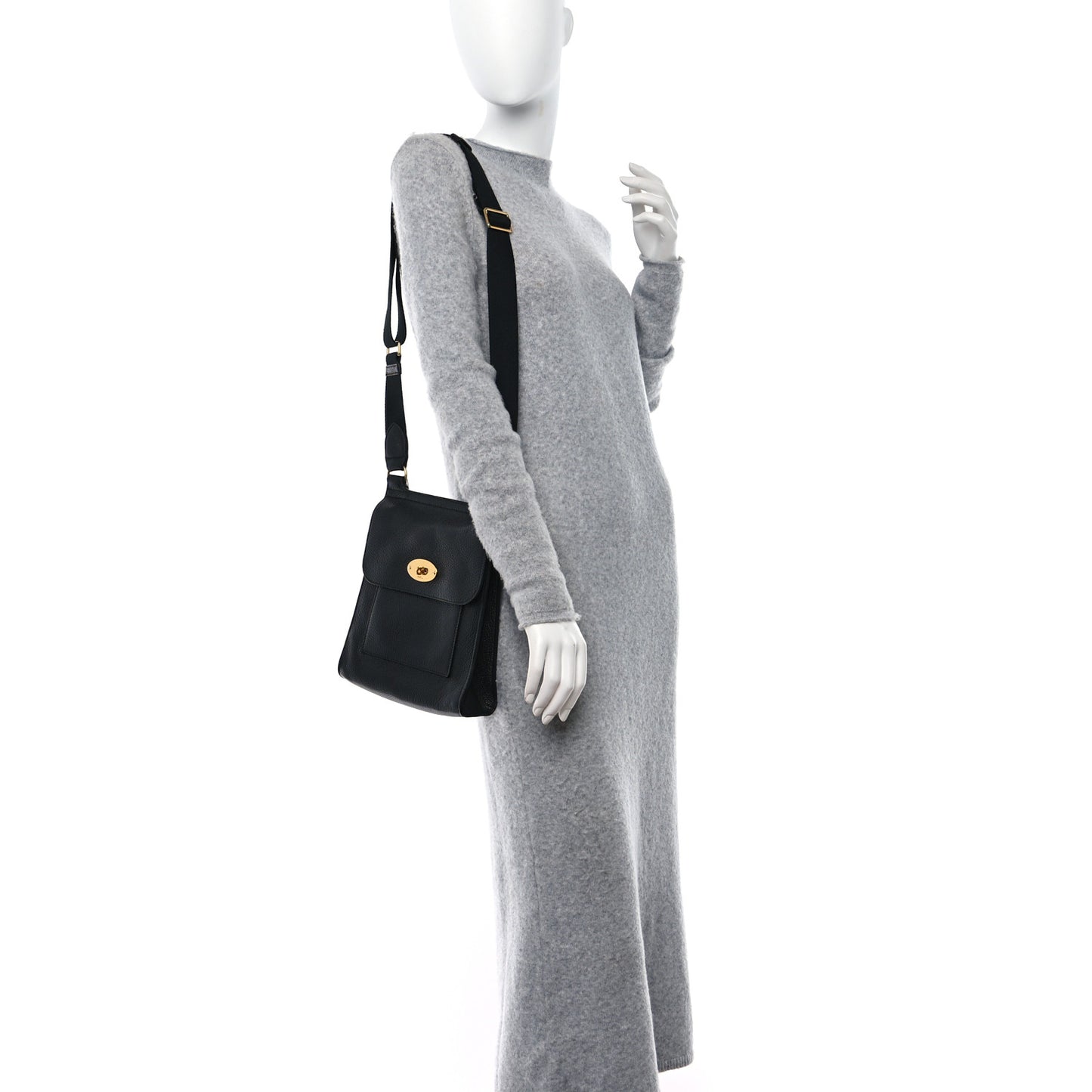 Natural Grain Calfskin Antony Messenger Crossbody Black