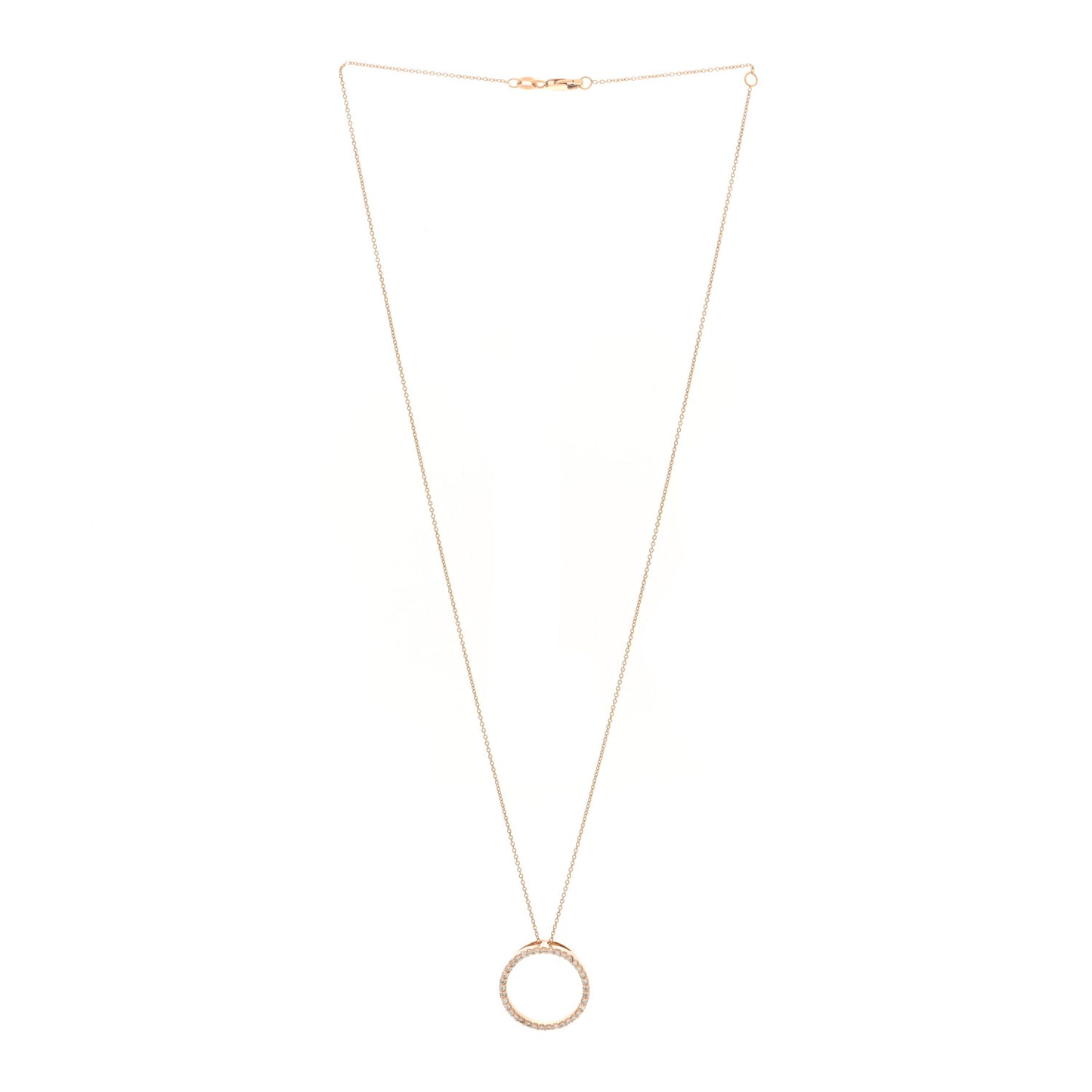 18K Rose Gold Diamond Circle Pendant Necklace