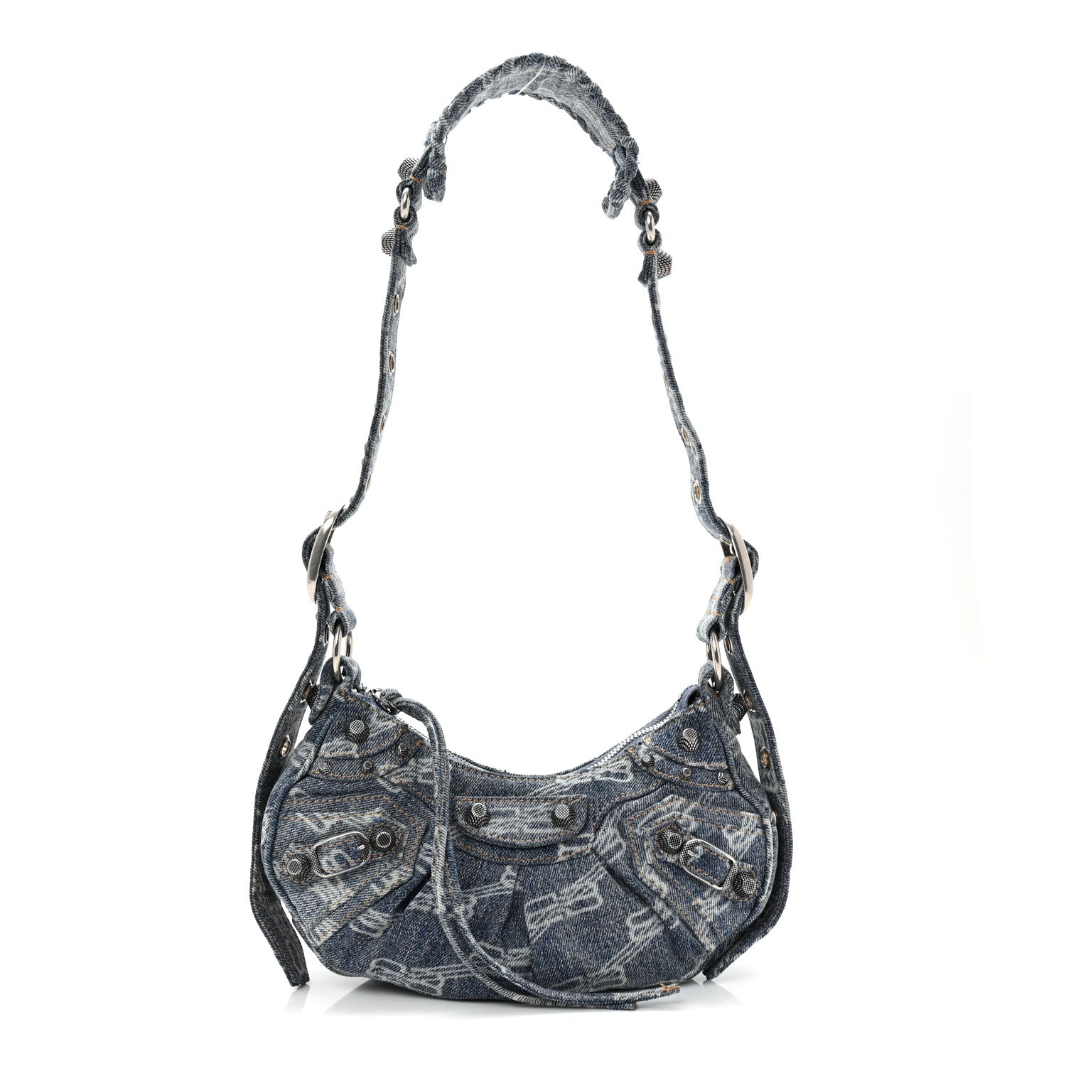 Balenciaga Denim BB Monogram Le Cagole Shoulder Bag XS Blue