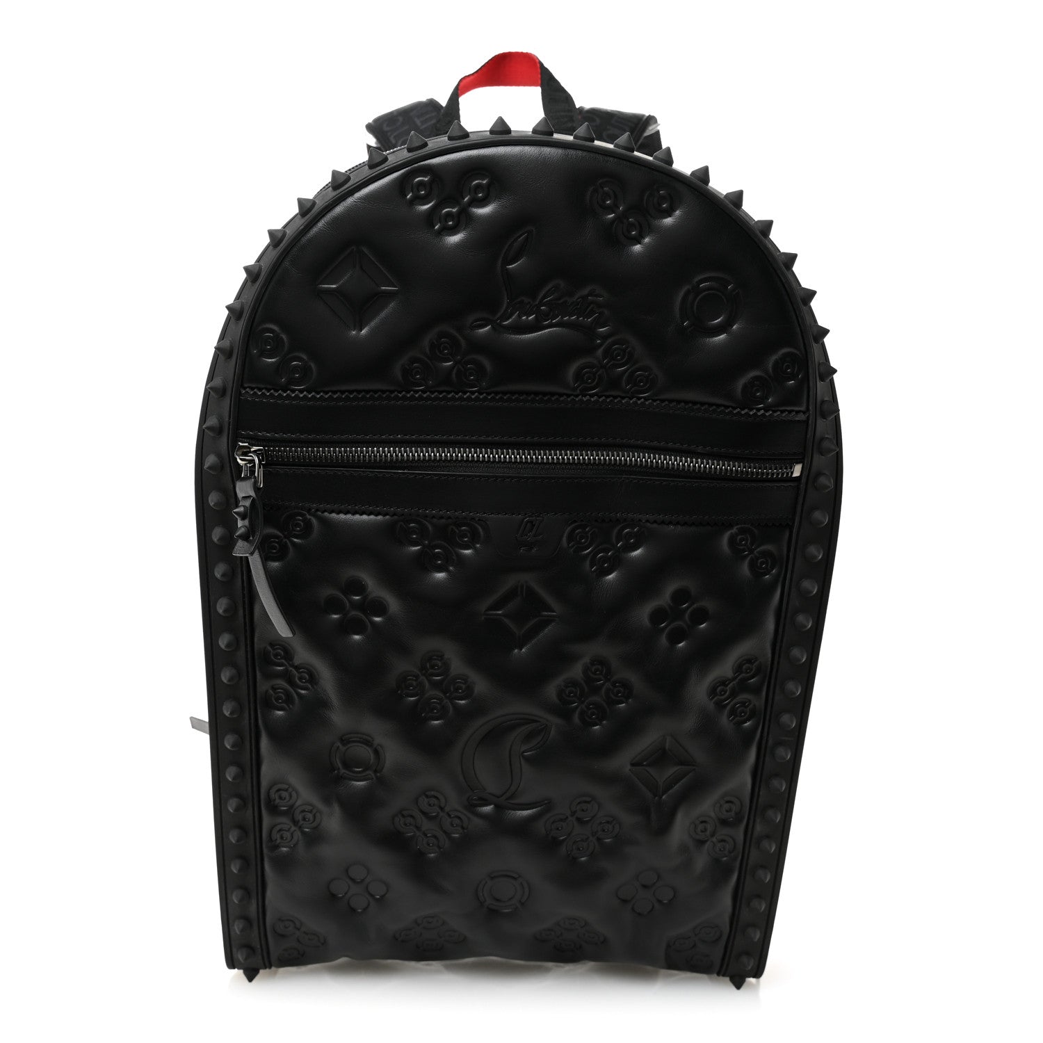 Christian Louboutin Calfskin Embossed Backparis Spiked Backpack Black 1798990 – FASHIONPHILE
