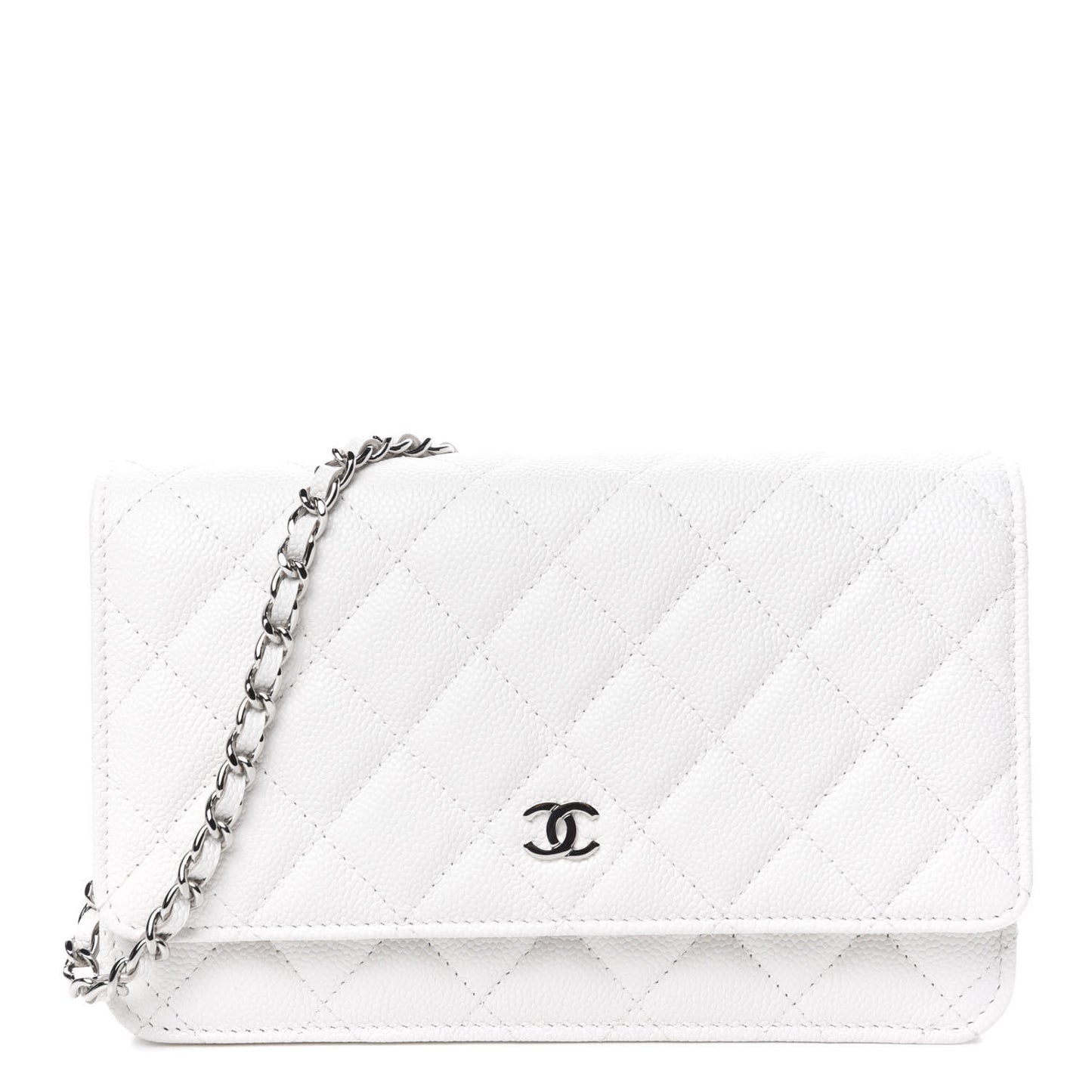 Caviar Quilted Wallet On Chain WOC White