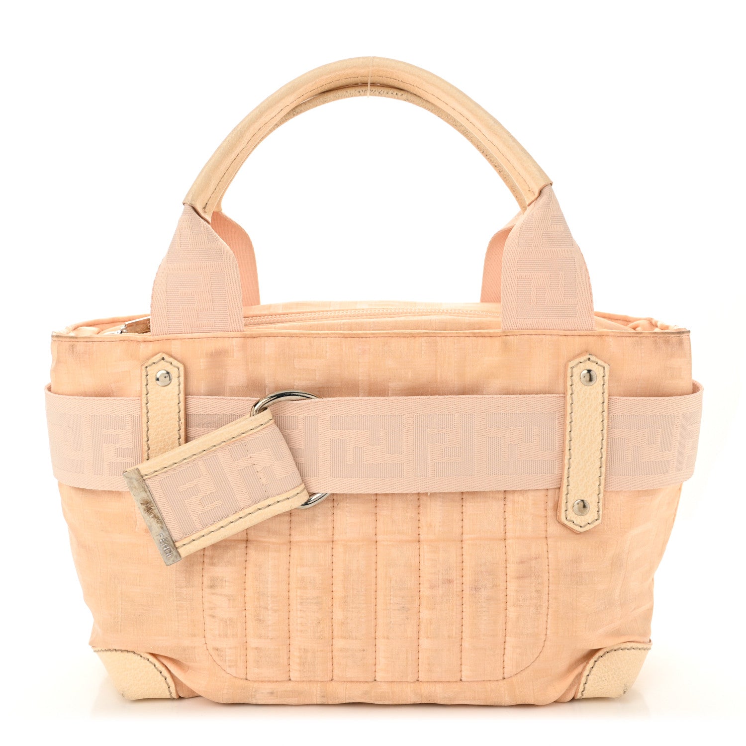 Fendi Zucca Cinghiale Medium Zip Code Shopping Tote Beige 1729188
