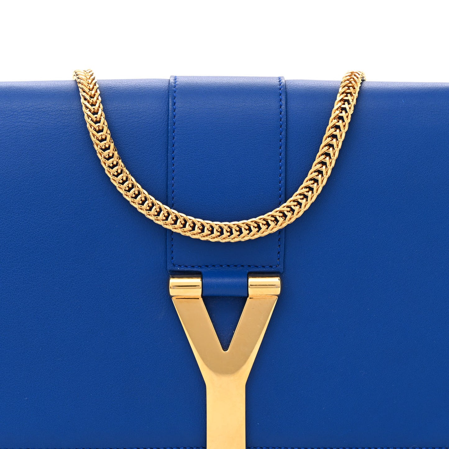 Calfskin Classic Y Ligne Chain Wallet Bleu Majorelle
