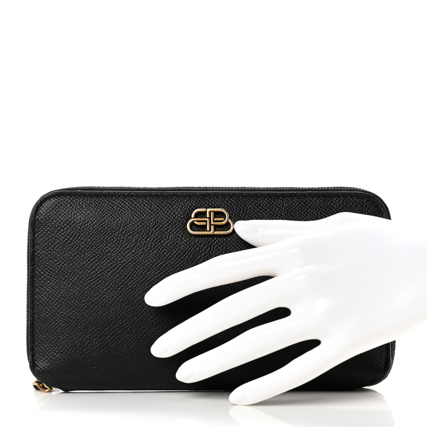 Grained Calfskin BB Continental Zip Around Wallet Black