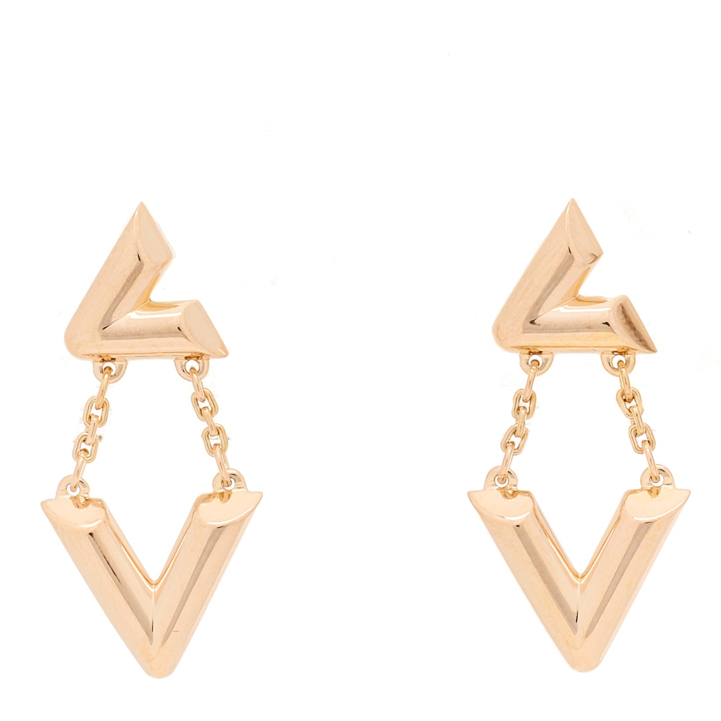 18K Pink Gold LV Volt Upside Down Drop Earrings