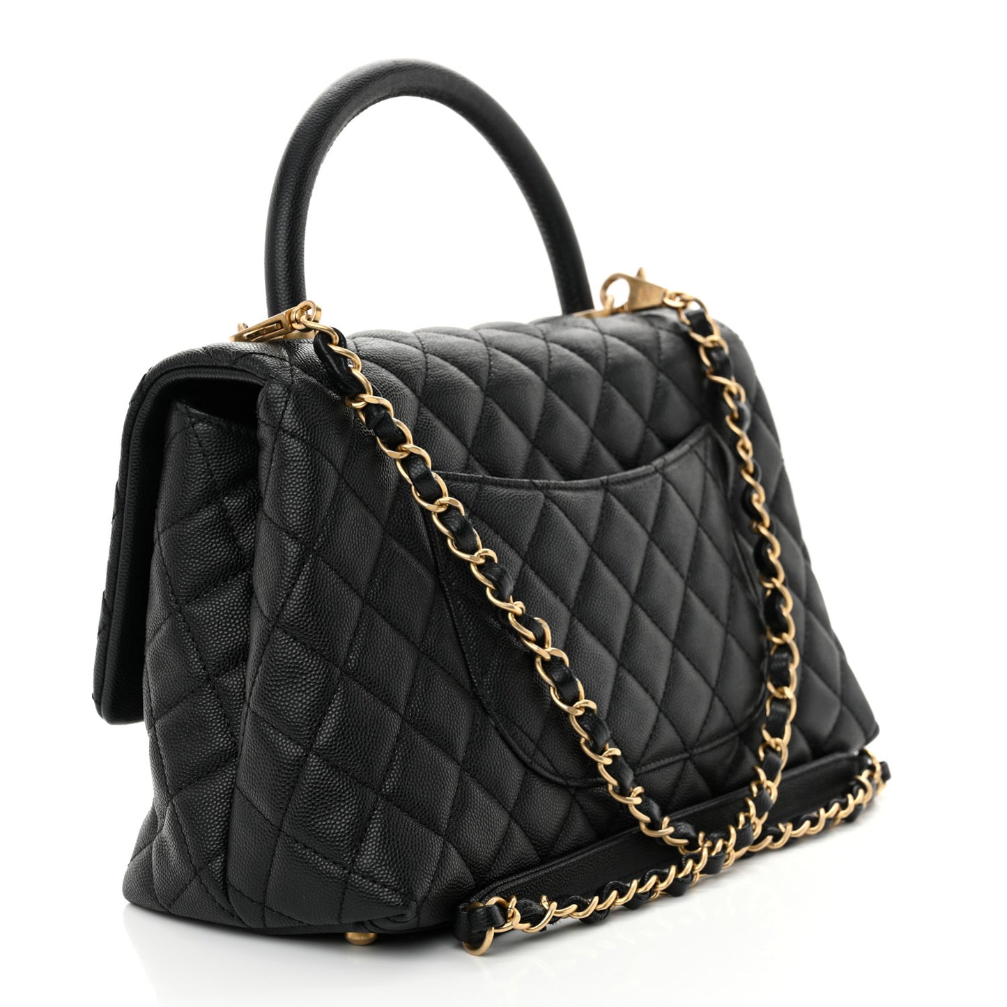 Caviar Quilted Small Coco Handle Flap Black