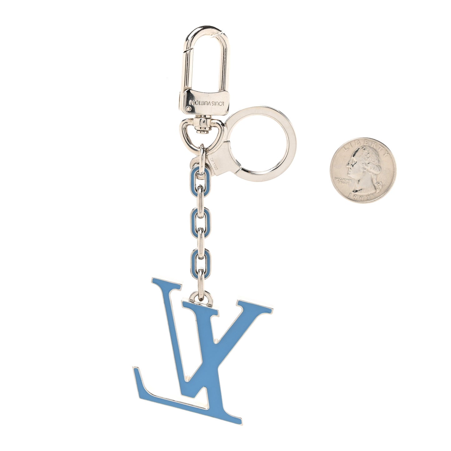 Metal Palladiium Finish Lacquer LV Initiales Bag Charm Key Holder