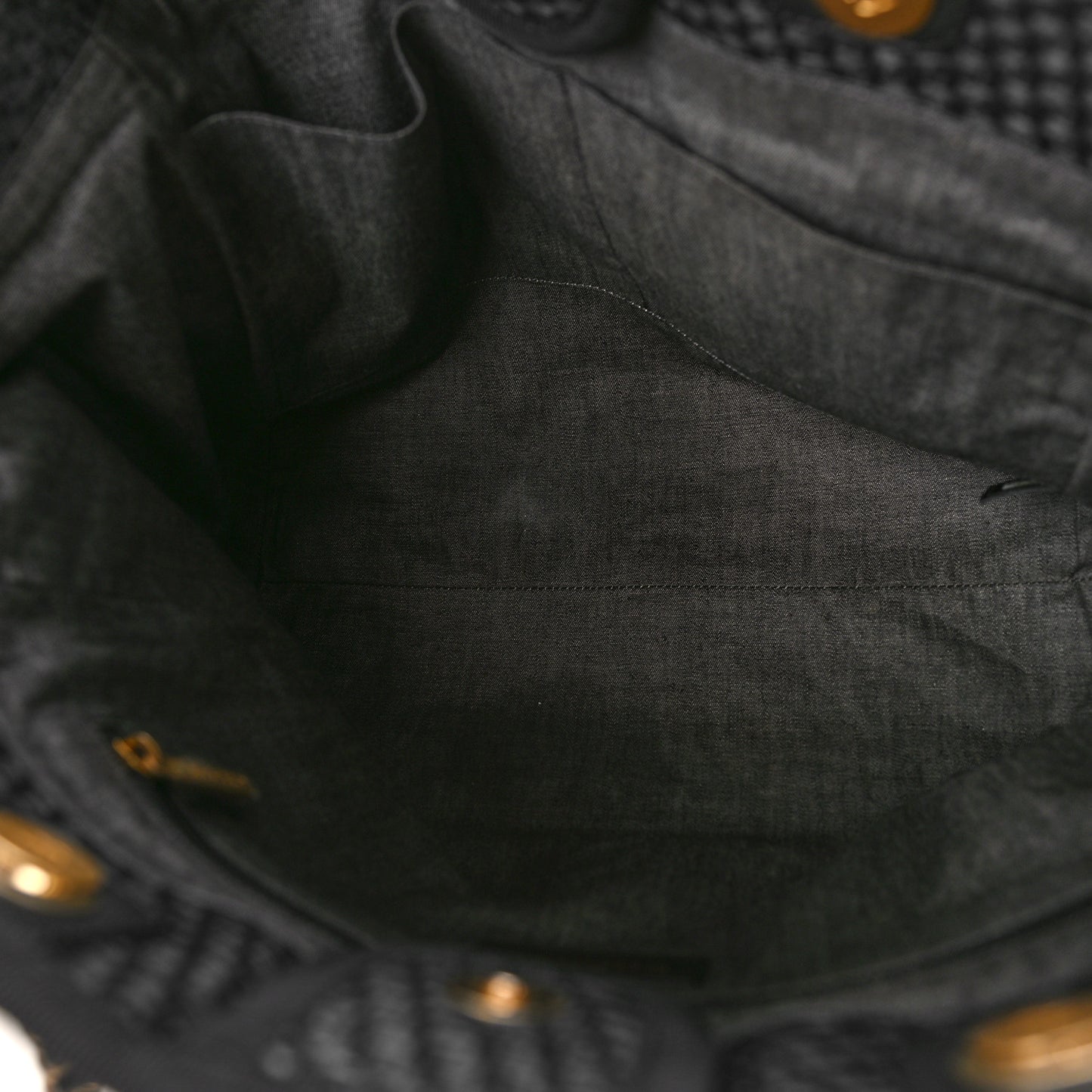 Straw Raffia Calfskin Chain Small Deauville Tote Black