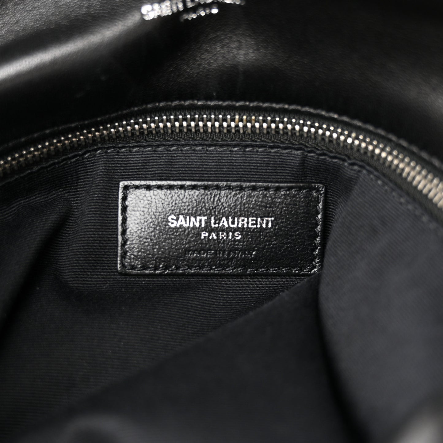 Lambskin Quilted Medium Loulou Puffer Monogram Chain Satchel Black