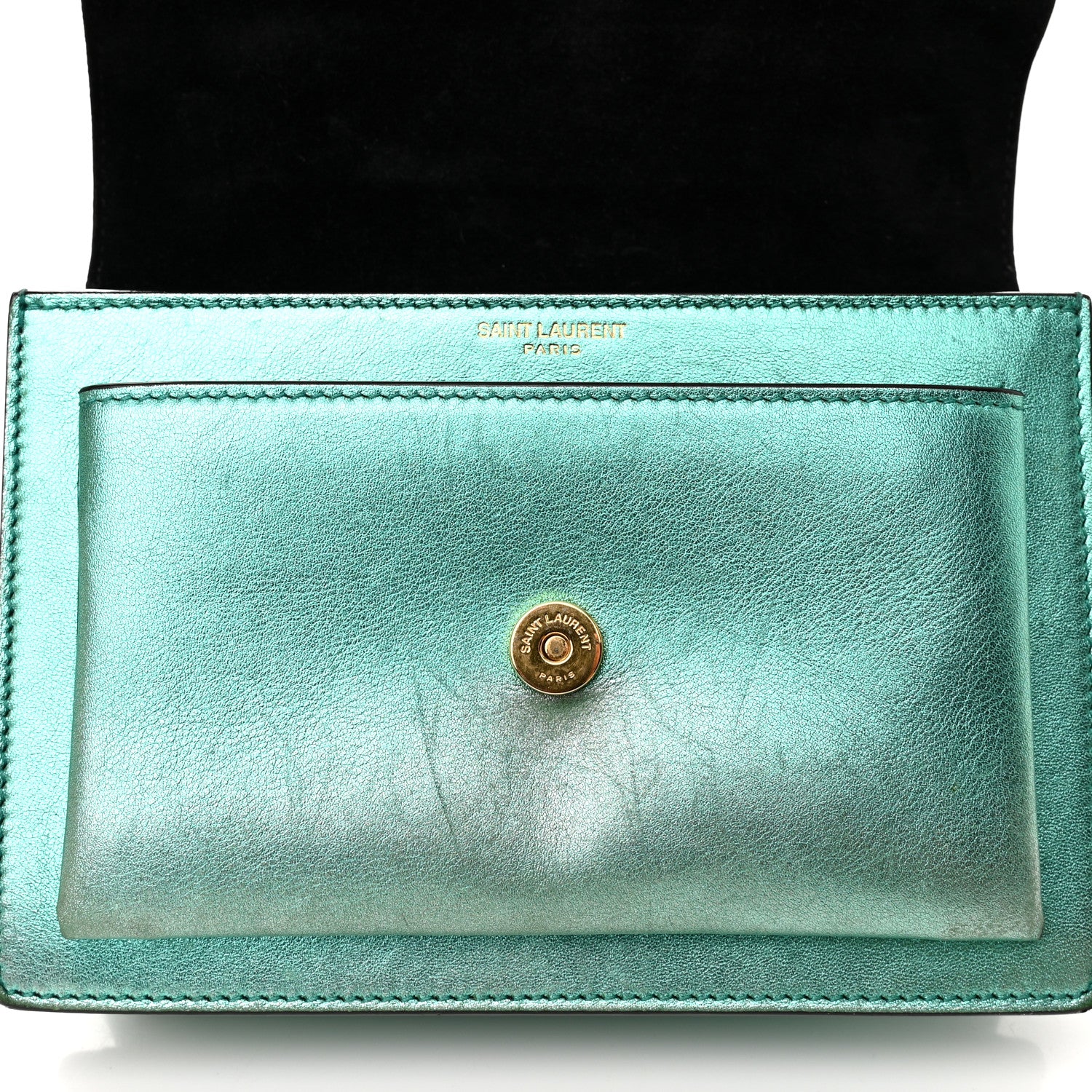 Saint Laurent Metallic Calfskin Small Monogram Sunset Chlorophille 12 of 12