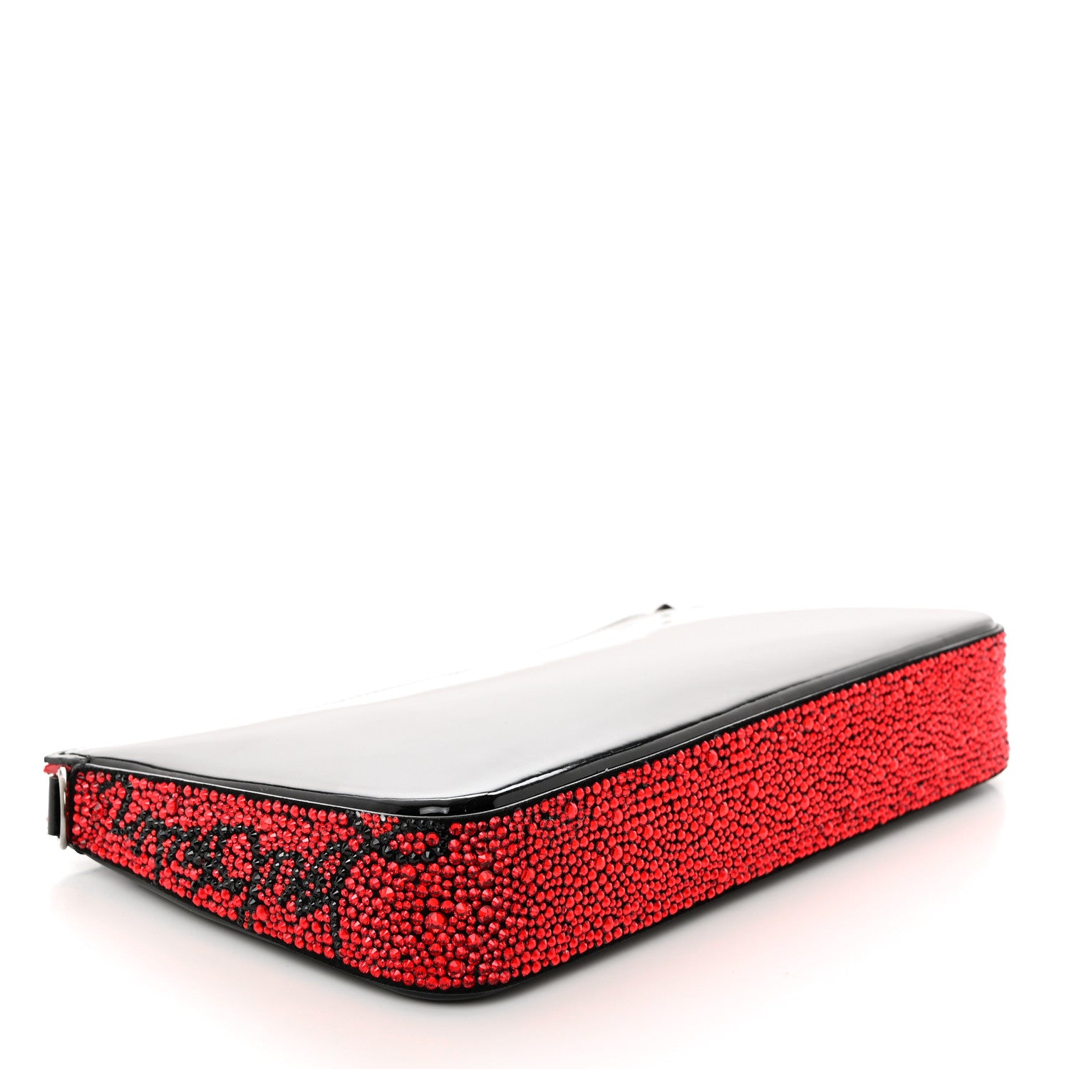 Christian Louboutin Patent Calfskin Strass Loubila Chain Clutch Black 4 of 10