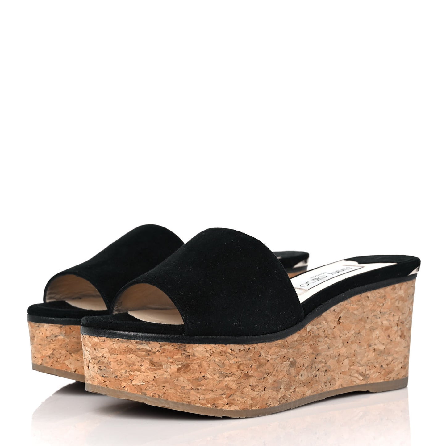 Suede Cork DeeDee Platform Wedge Slide Sandals 37.5 Black