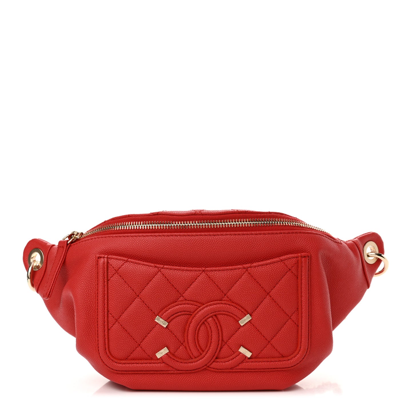 Caviar Quilted Filigree Waist Bag Red