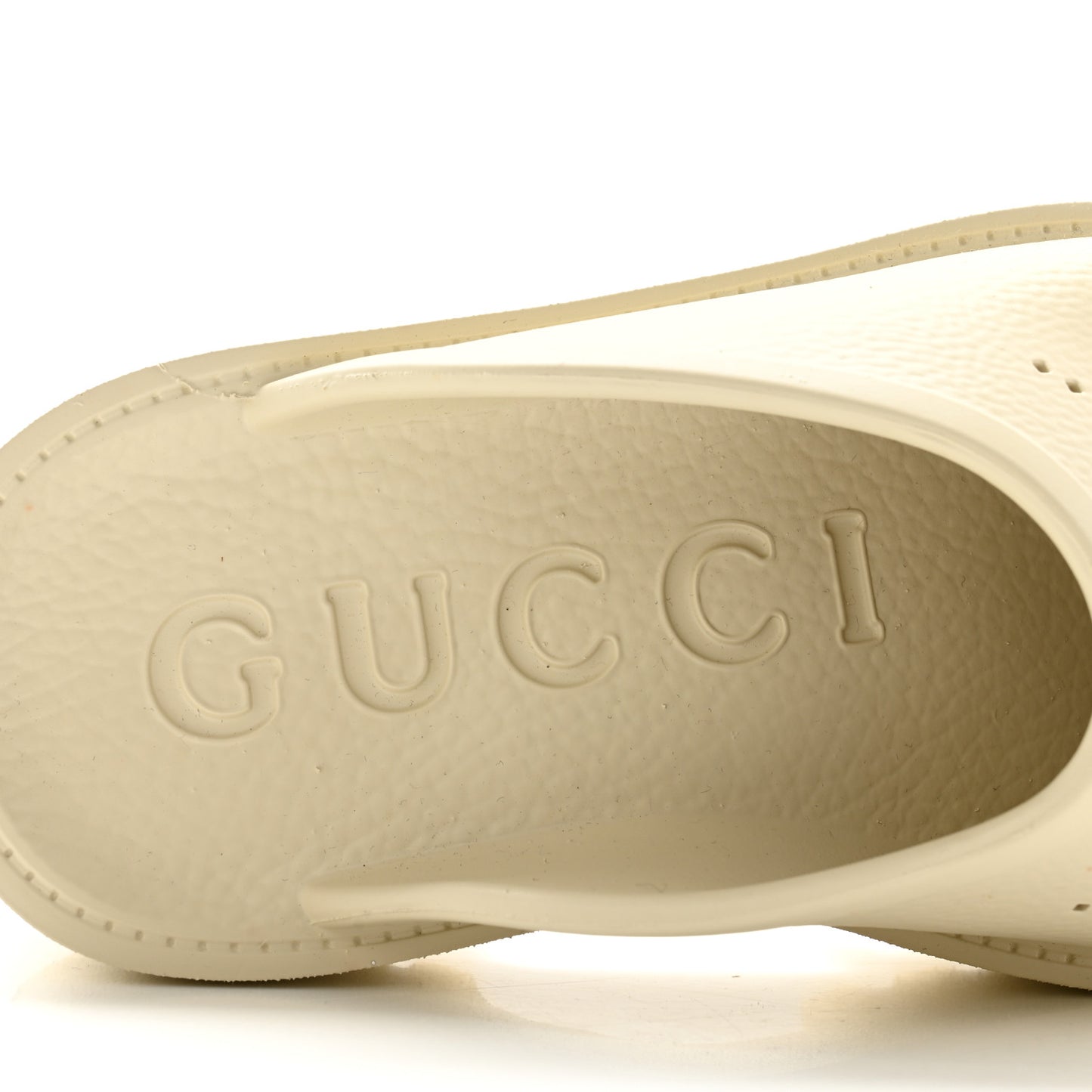 Rubber Monogram GG Go Through Platform Slide Clogs 36 Mystic White