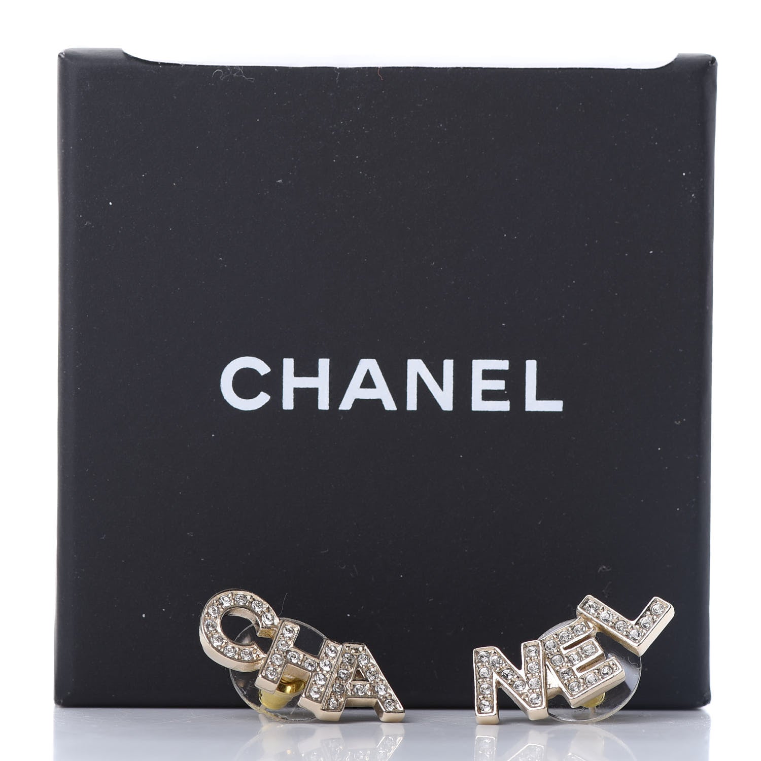 Chanel Crystal Pearl Signature Stud Earrings Gold 5 of 5