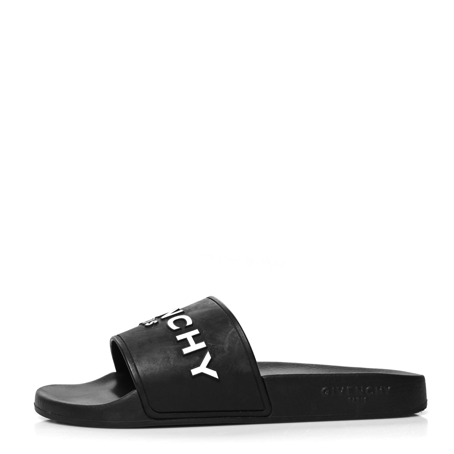 Rubber Logo Pool Slide Sandals 37 Black