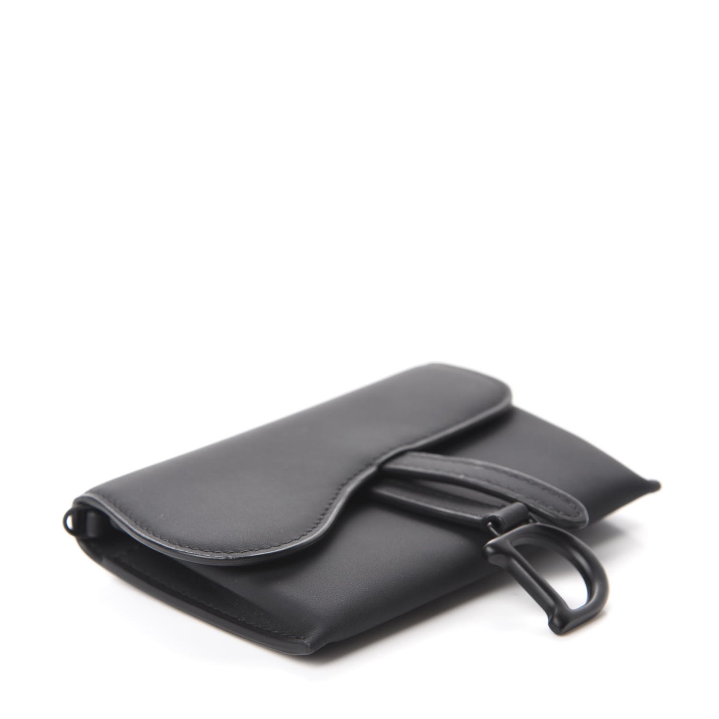 Ultra Matte Calfskin Nano Saddle Chain Pouch Black