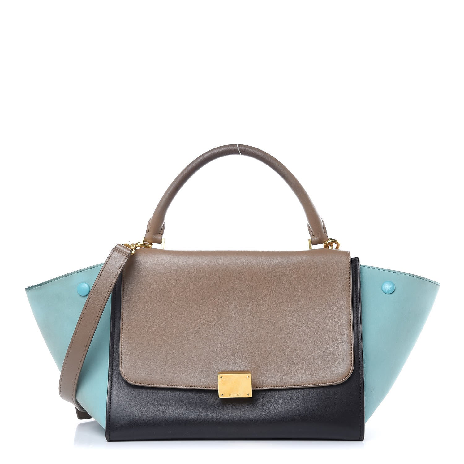 Celine Smooth Calfskin Nubuck Small Tri-Color Trapeze Taupe 1 of 12